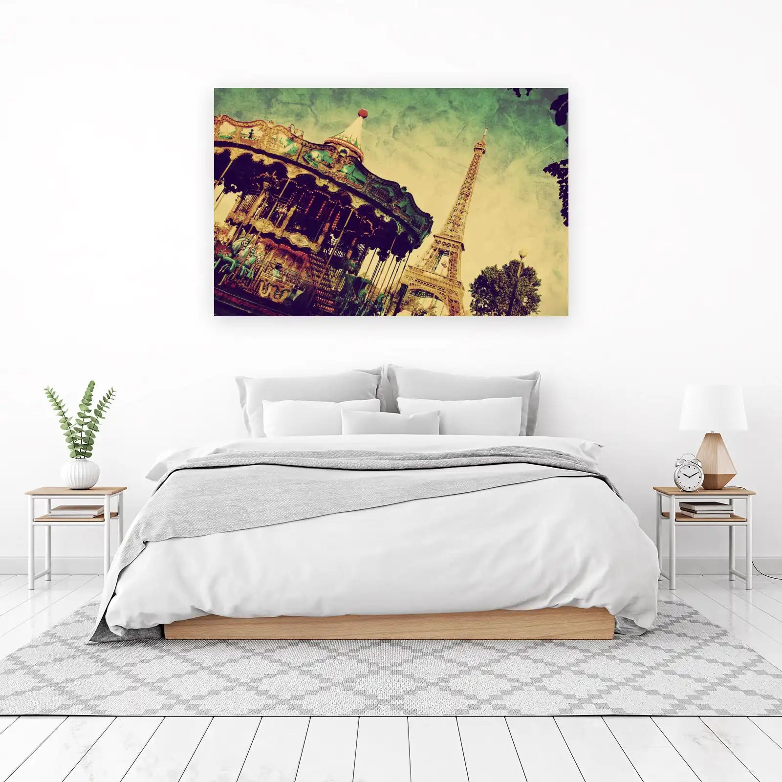 Vintage Paris Carousel & Eiffel Tower Wall Art