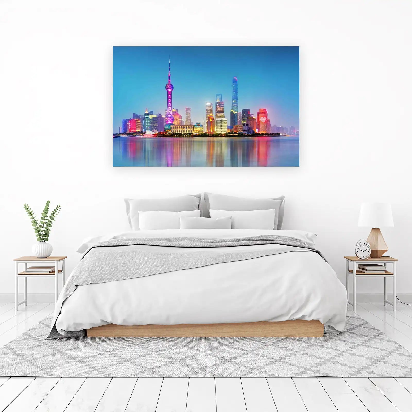 Shanghai Skyline Night View Wall Art