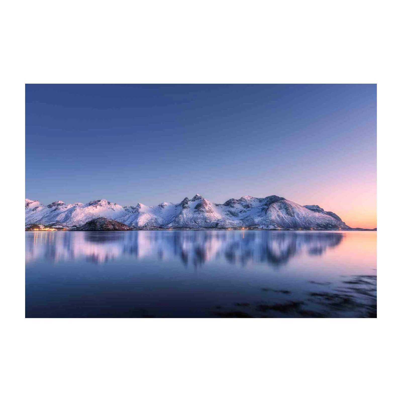 Serene Snowy Peaks Reflection Wall Art