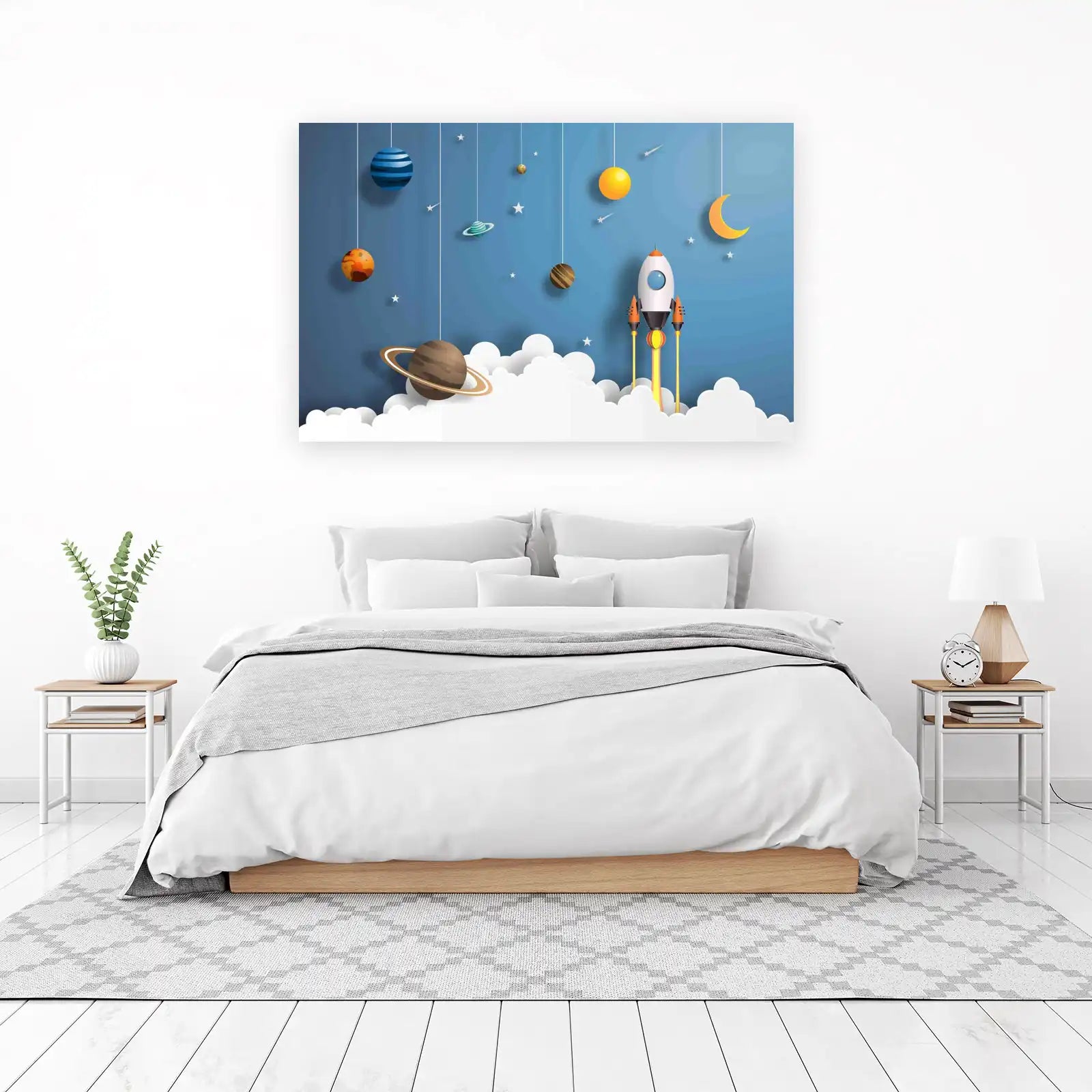 Space Adventure Rocket & Planets Wall Art