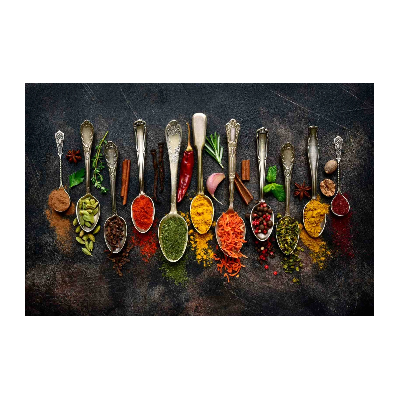 Vibrant Spice Collection Vintage Spoons Wall Art