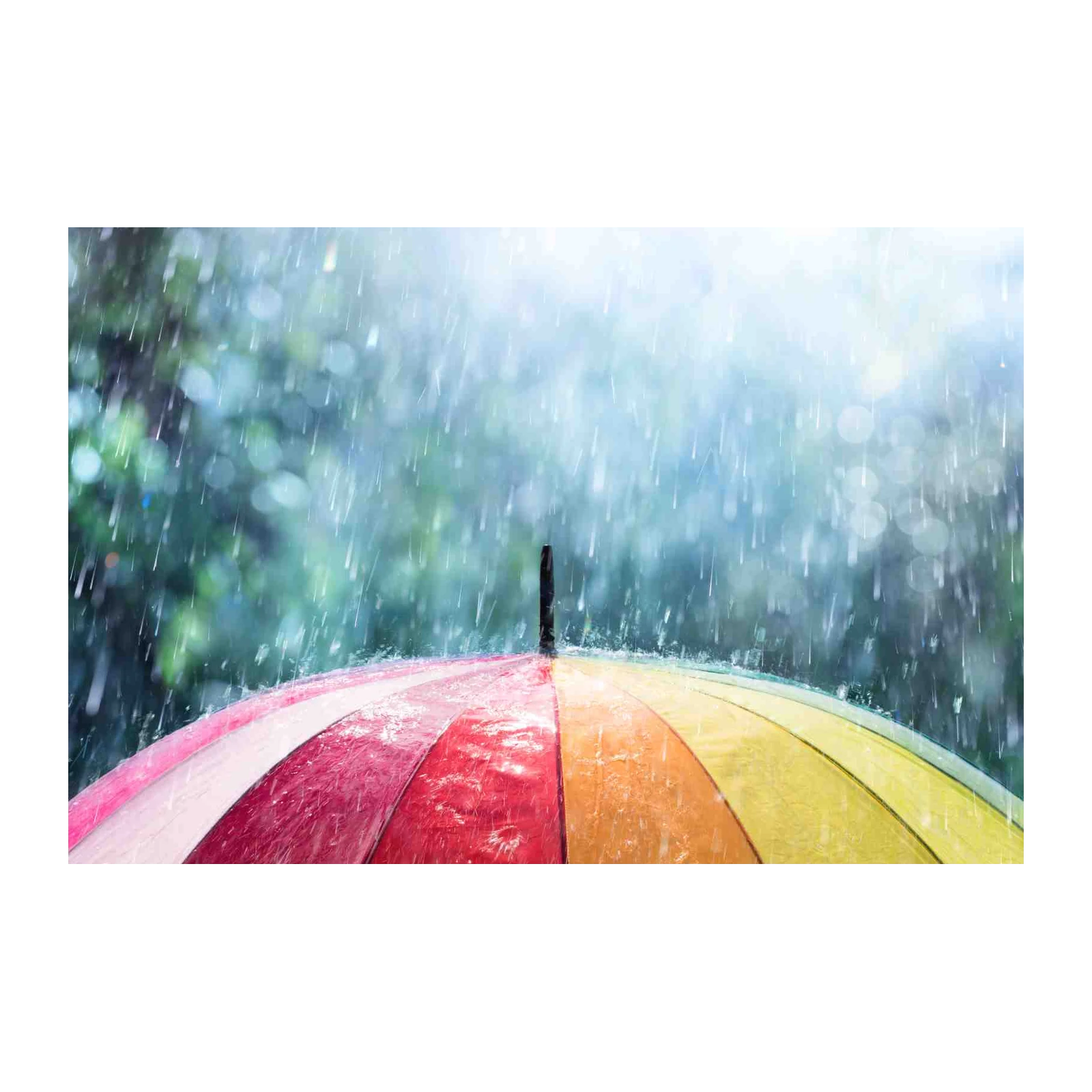 Vibrant Rainbow Umbrella Rainy Day Wall Art