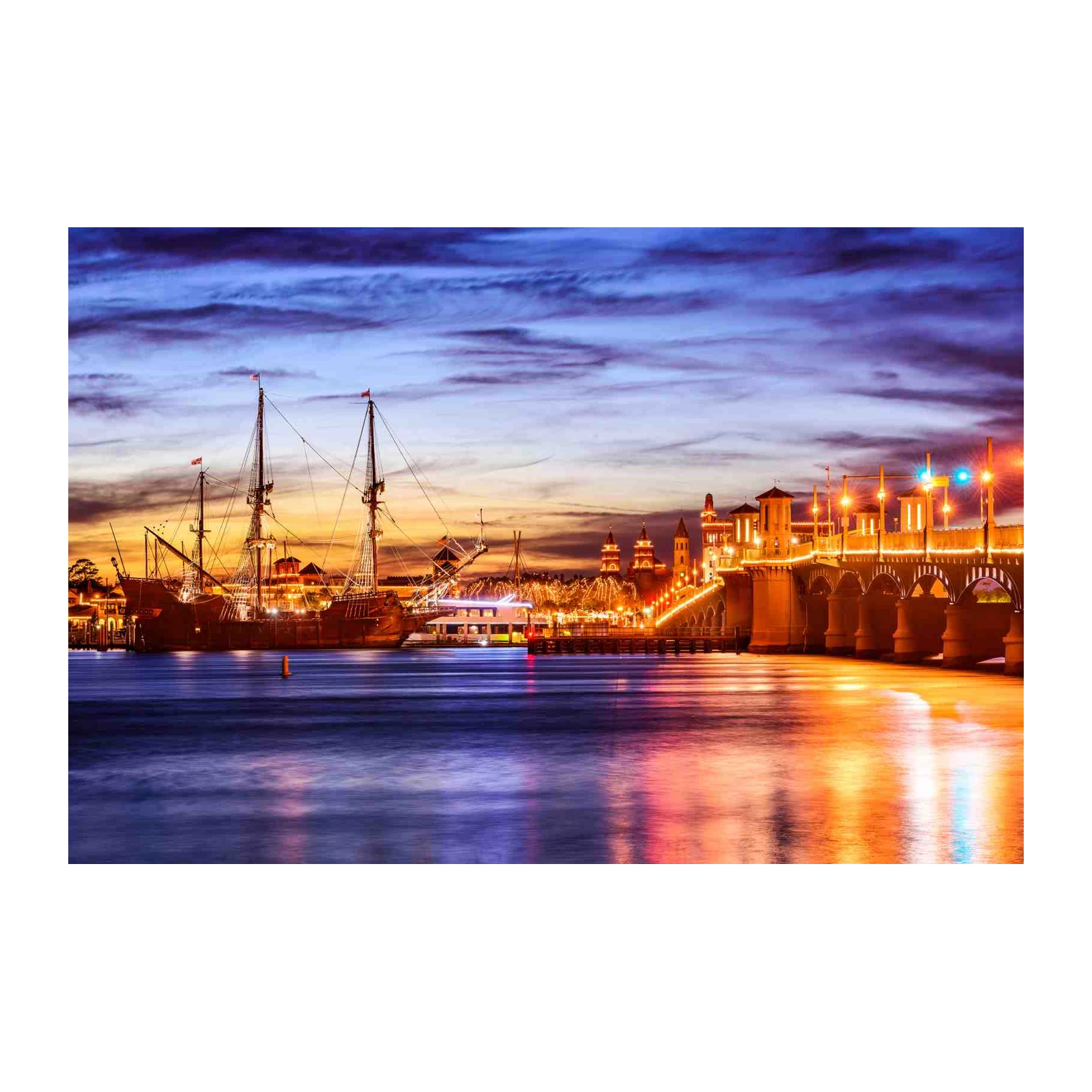 Historic Harbor Twilight Ship Wall Art