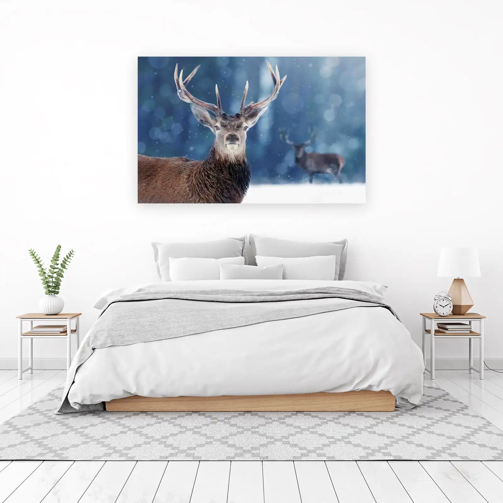 Majestic Stag Winter Forest Wall Art