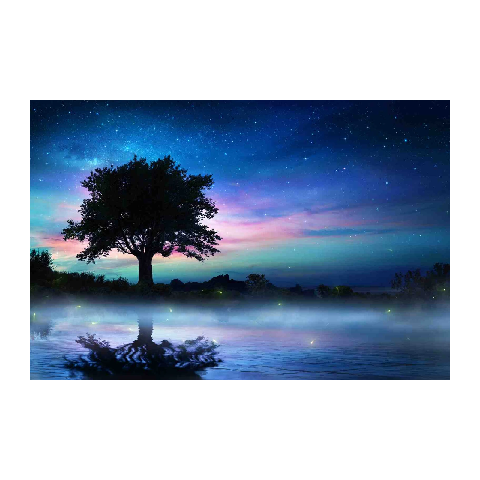 Magical Night Sky Tree Reflection Wall Art