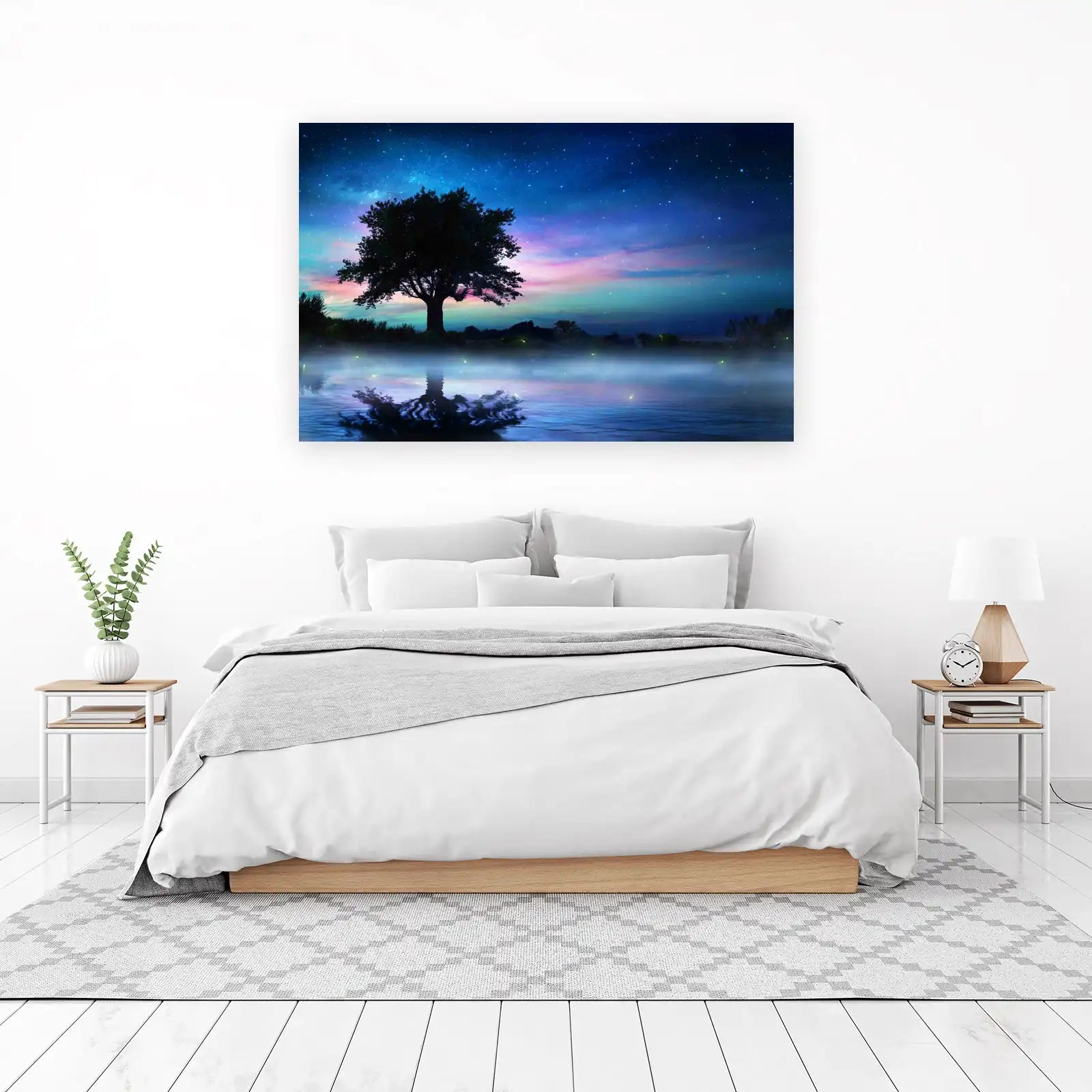 Magical Night Sky Tree Reflection Wall Art