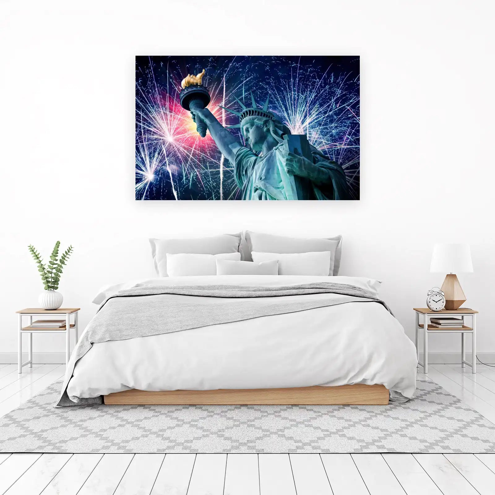 Patriotic Statue of Liberty Fireworks Wall Art