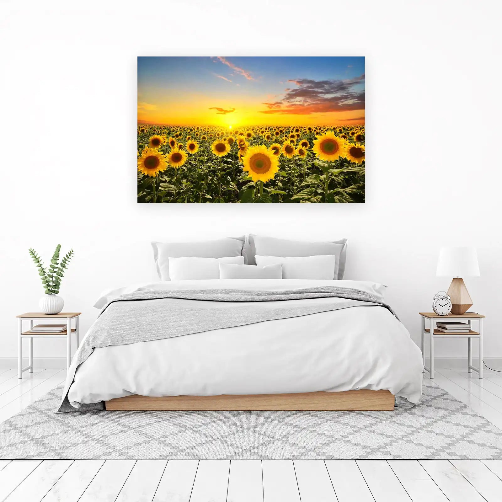 Golden Sunflower Field Sunset Wall Art