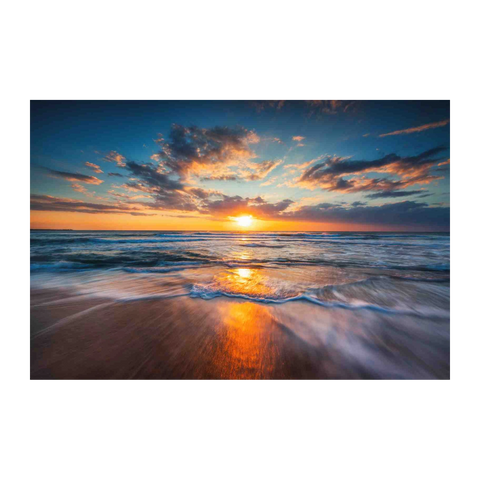 Golden Sunset Ocean Waves Wall Art