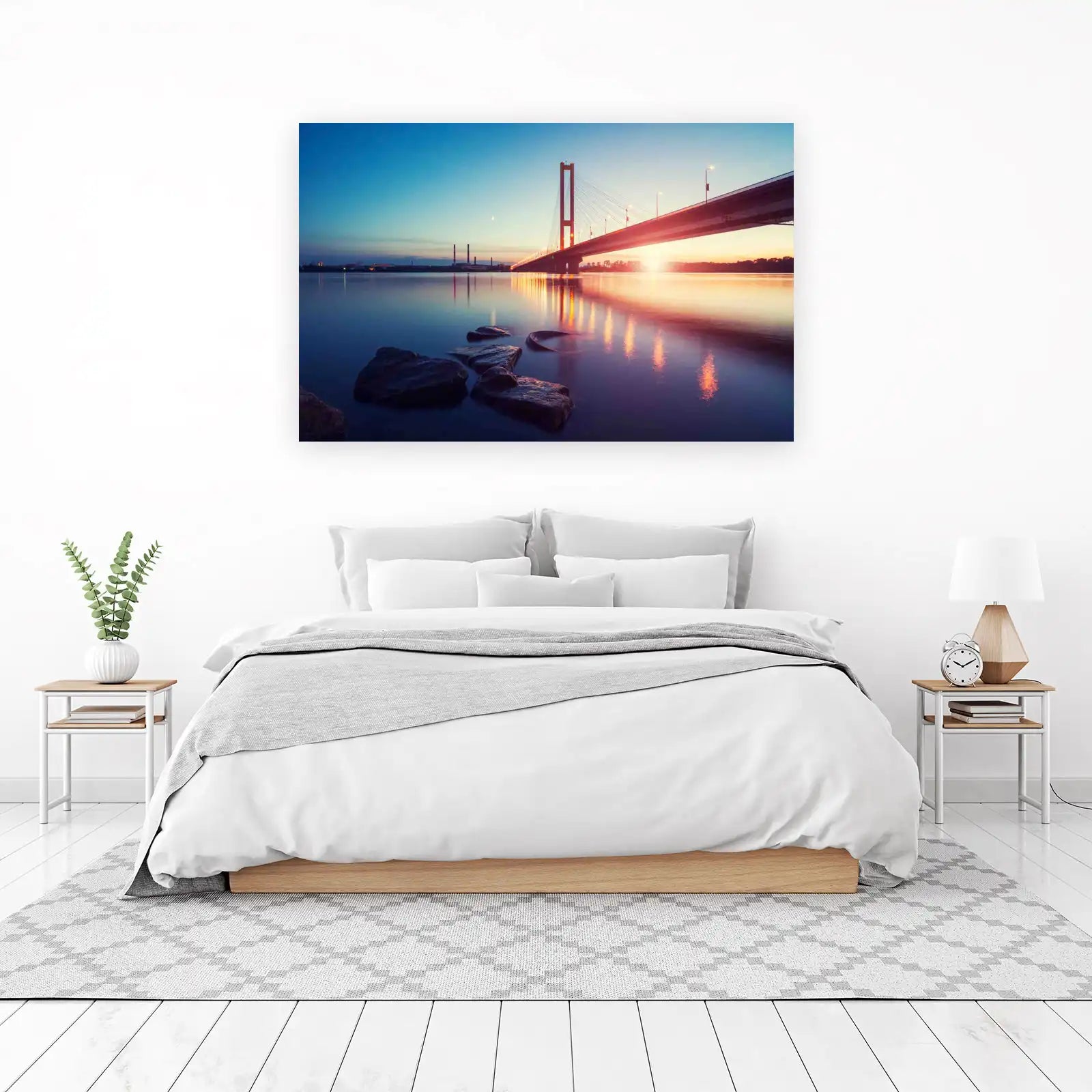 Serene Bridge Sunset Wall Art