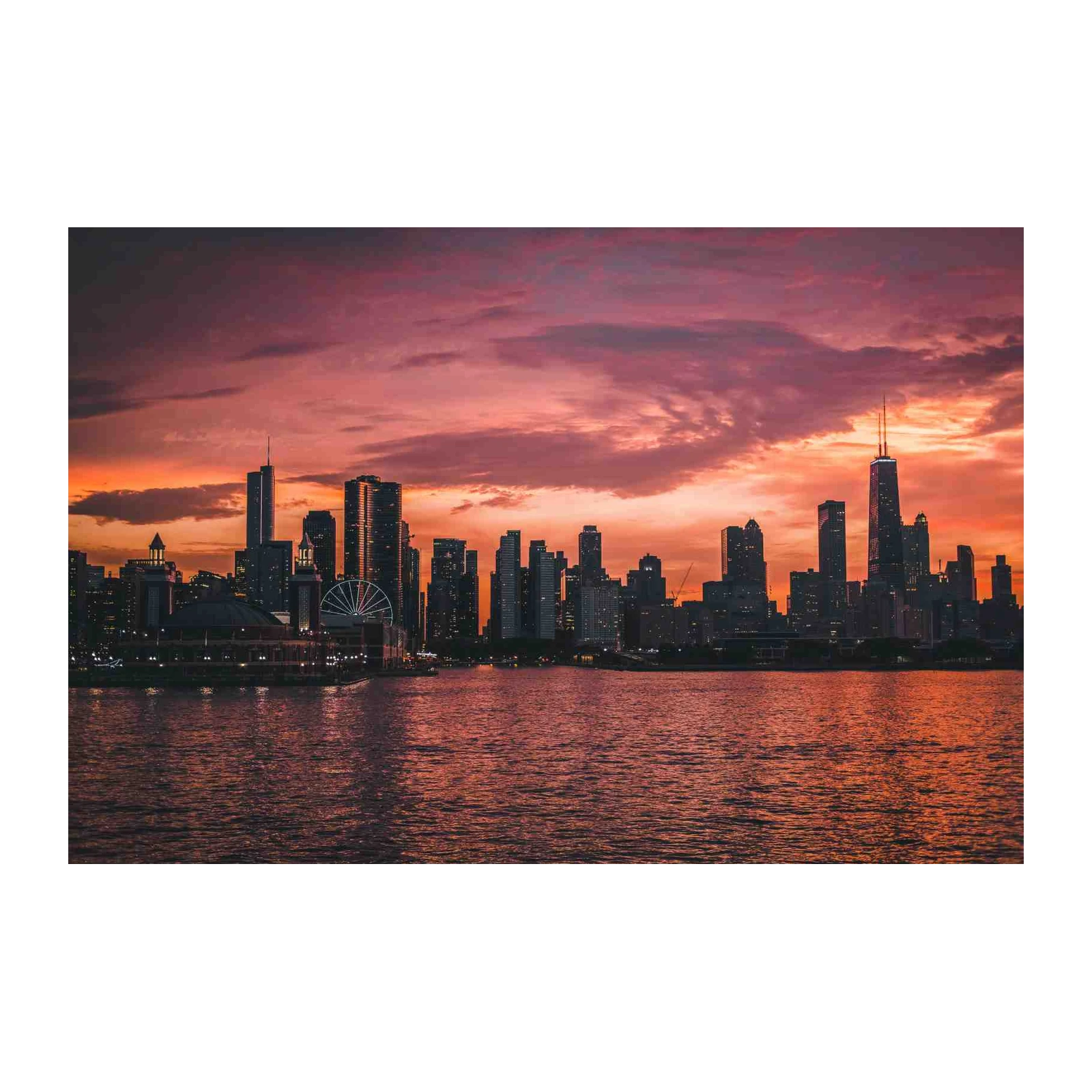 Chicago Skyline Sunset Wall Art