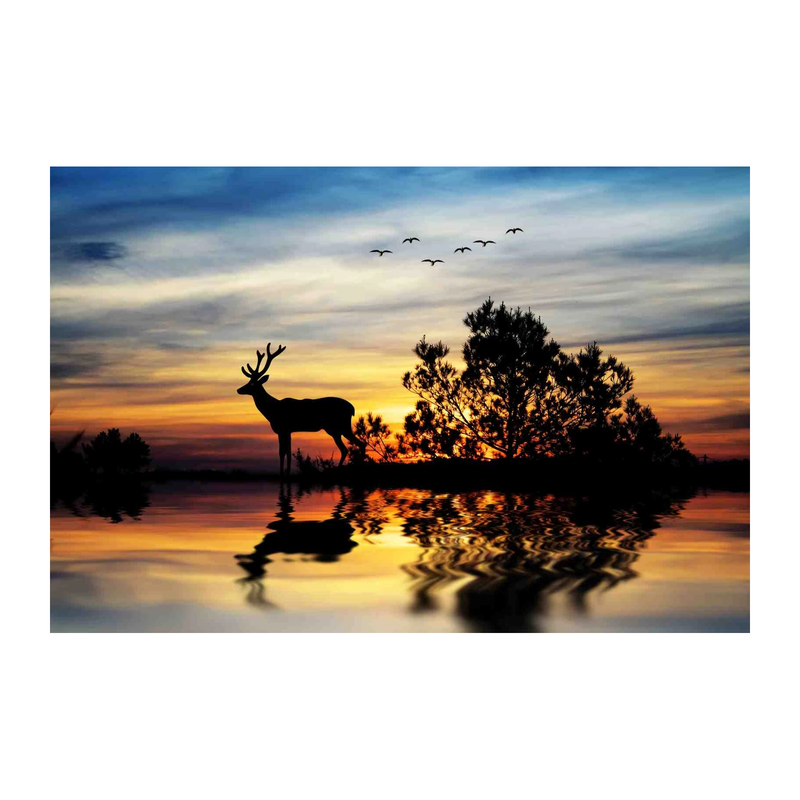 Majestic Deer Sunset Serenity Wall Art