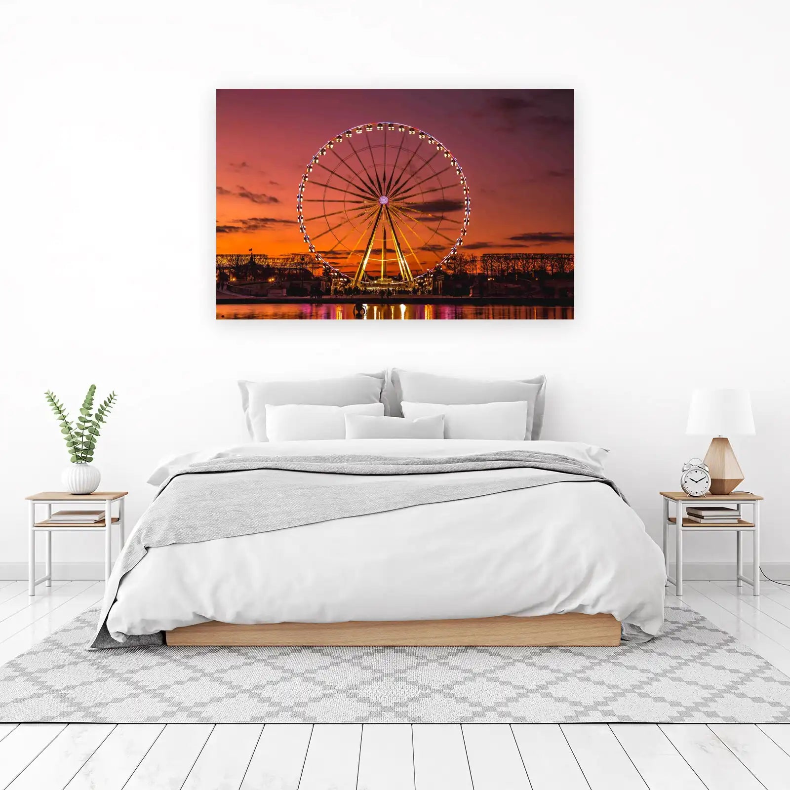 Parisian Ferris Wheel Sunset Wall Art