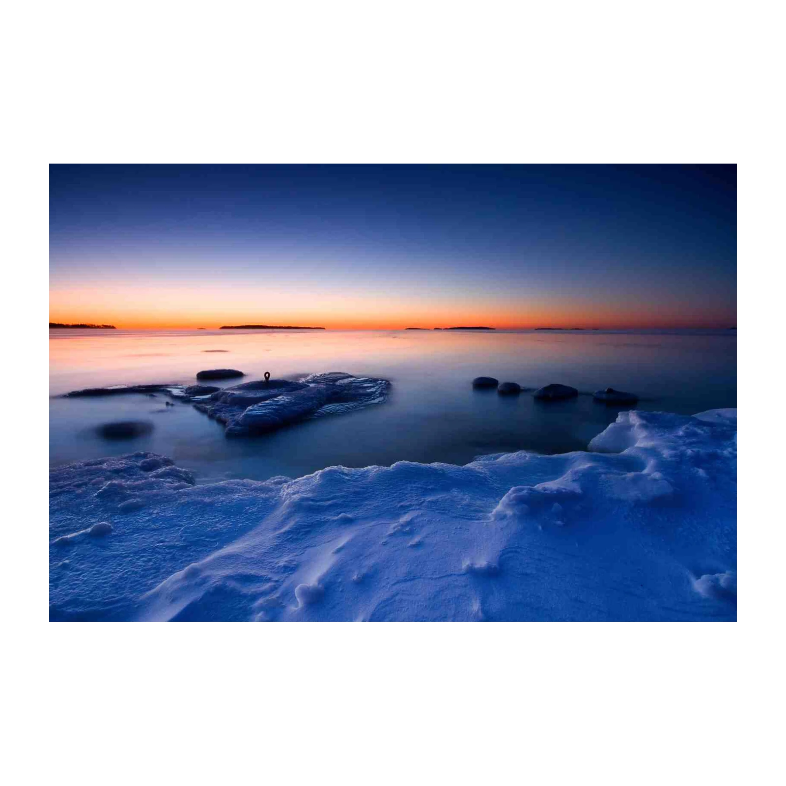 Serene Winter Sunset Coastal Wall Art