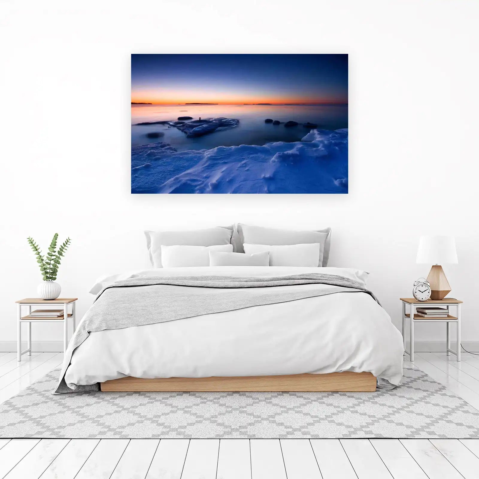Serene Winter Sunset Coastal Wall Art