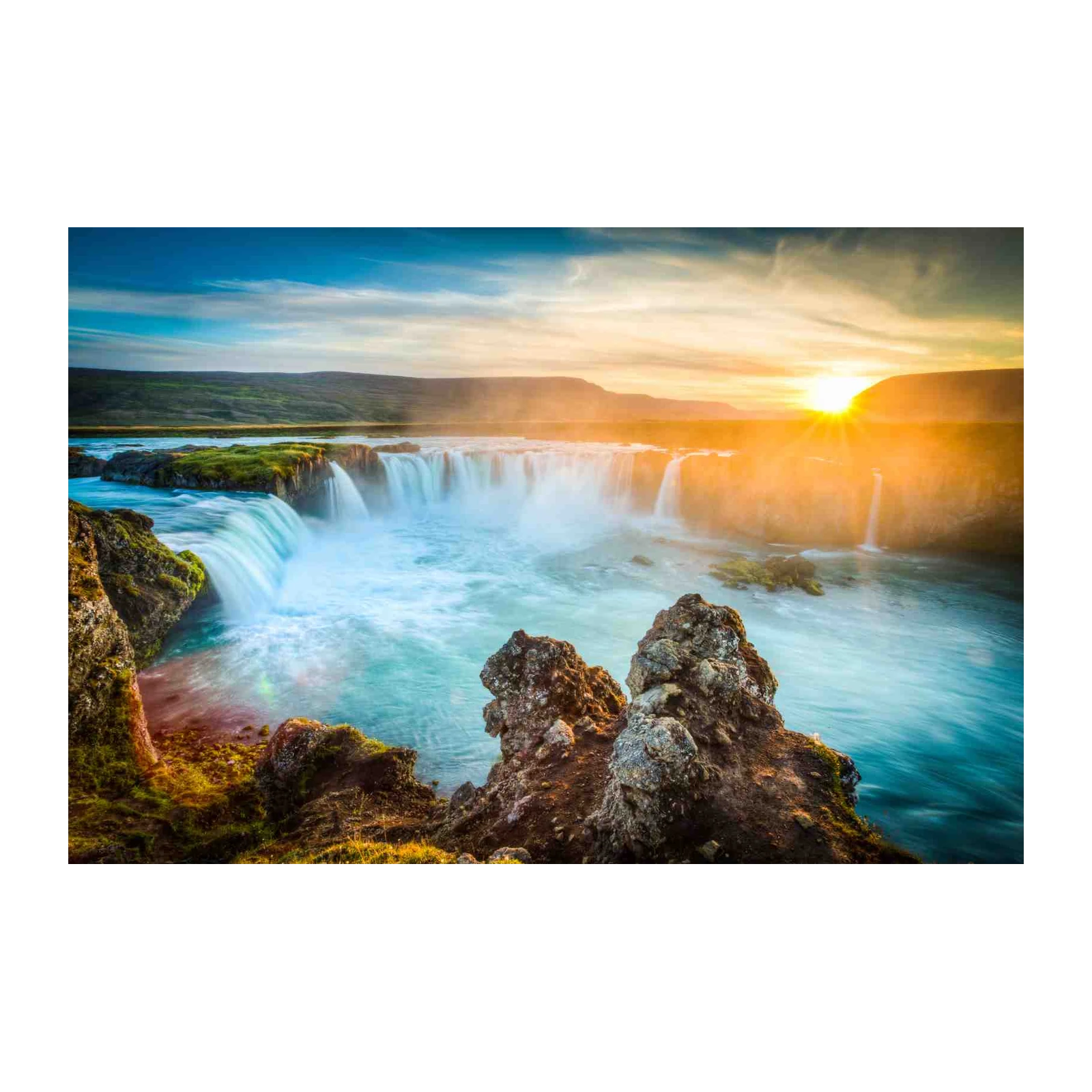 Majestic Waterfall Sunset Iceland Wall Art
