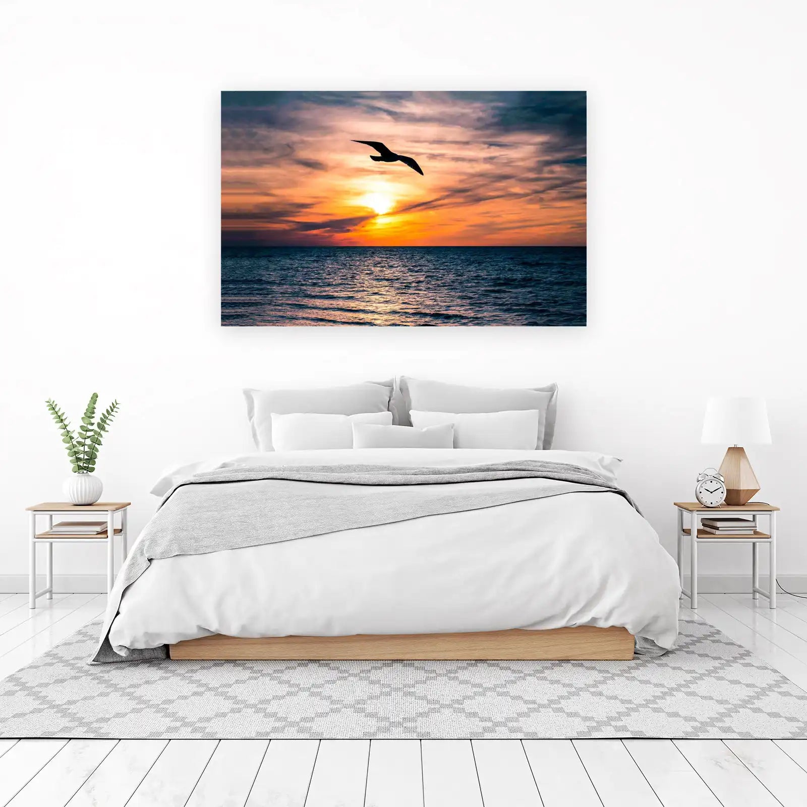 Seagull Sunset Ocean Wall Art Wall Art