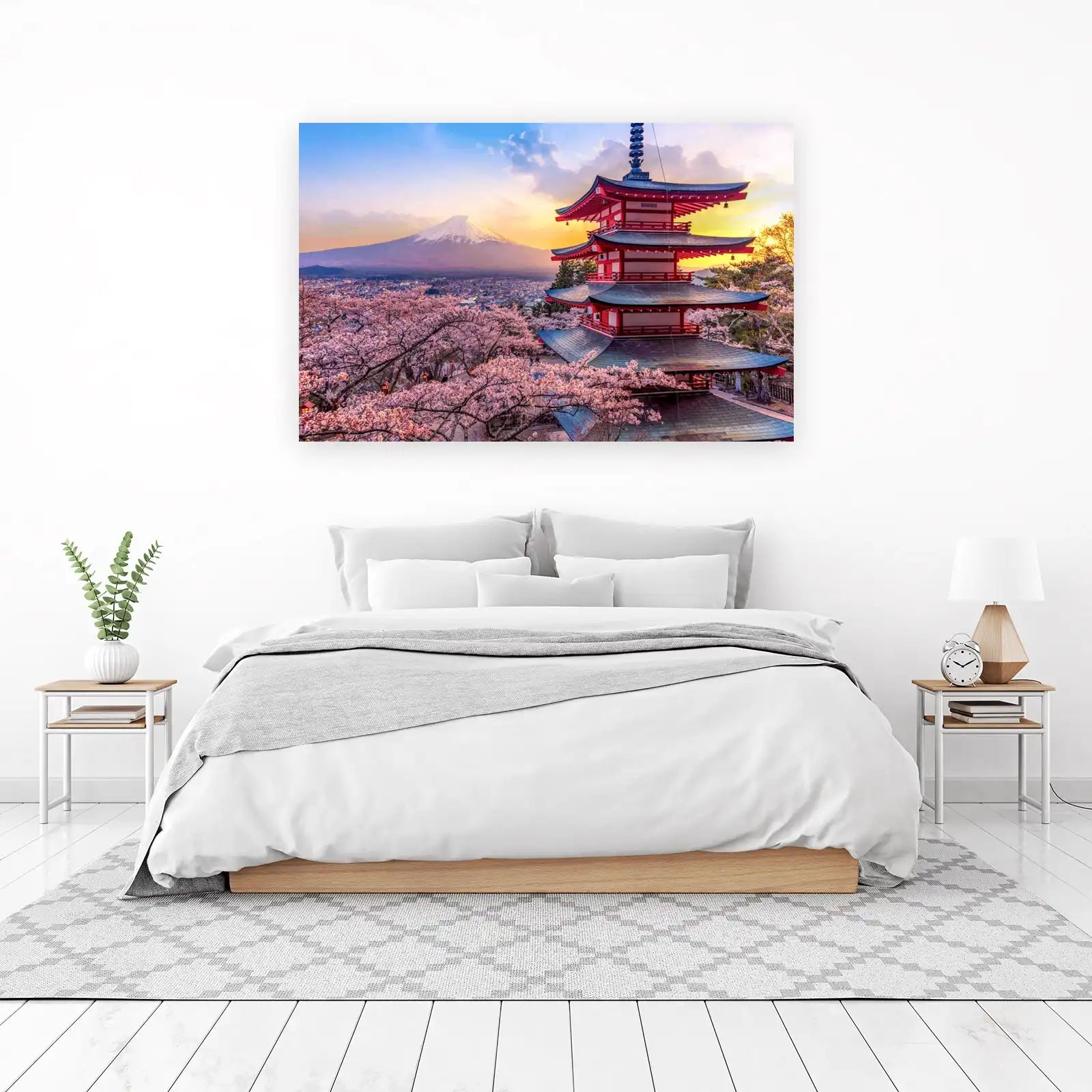 Mount Fuji Pagoda Cherry Blossom Wall Art