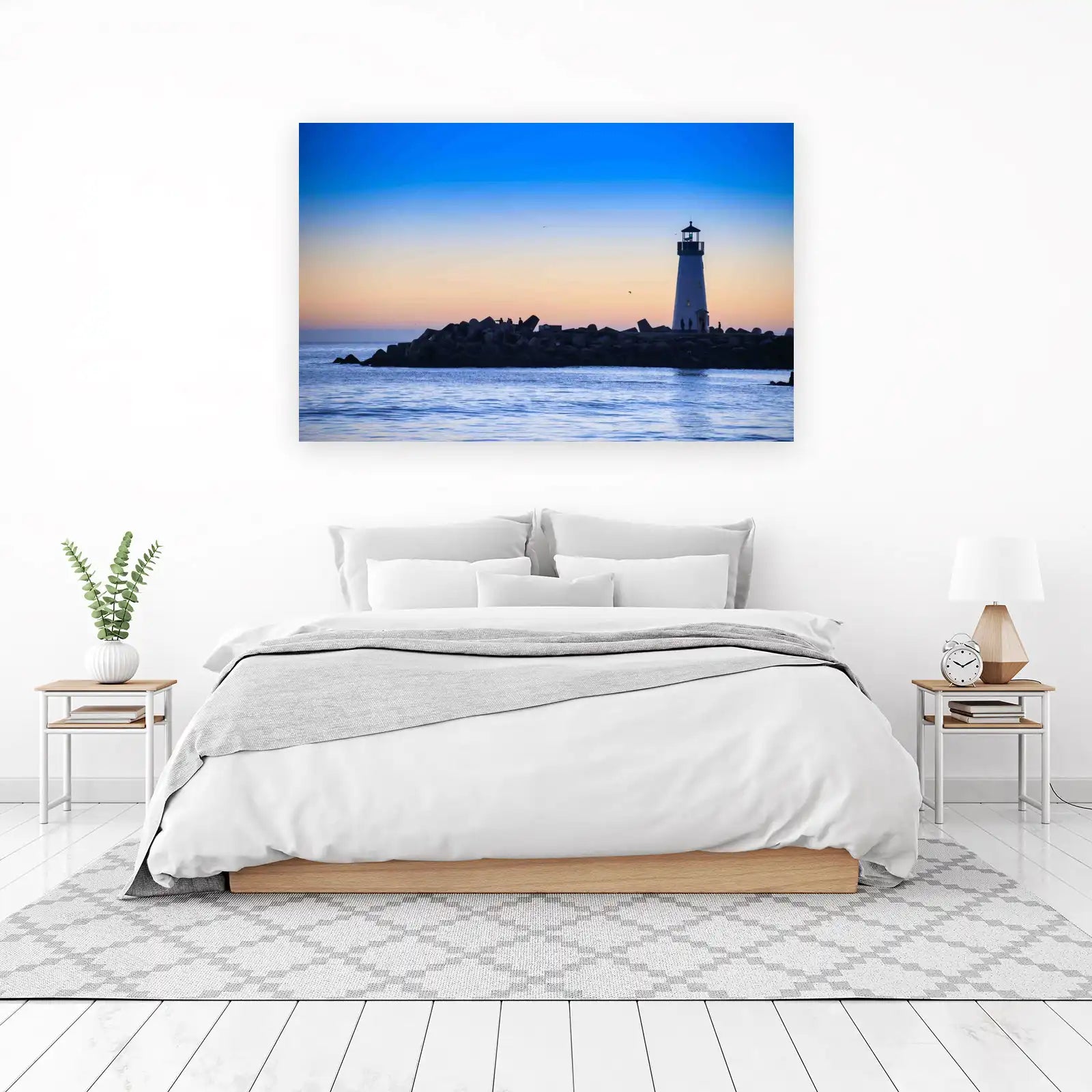 Serene Lighthouse Sunset Coastal Wall Art Wall Art