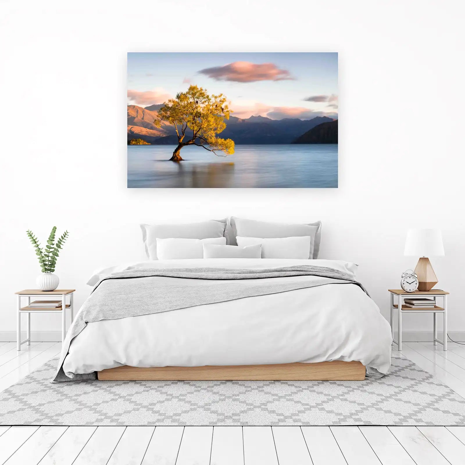Serene Lake Tree Landscape Wall Art