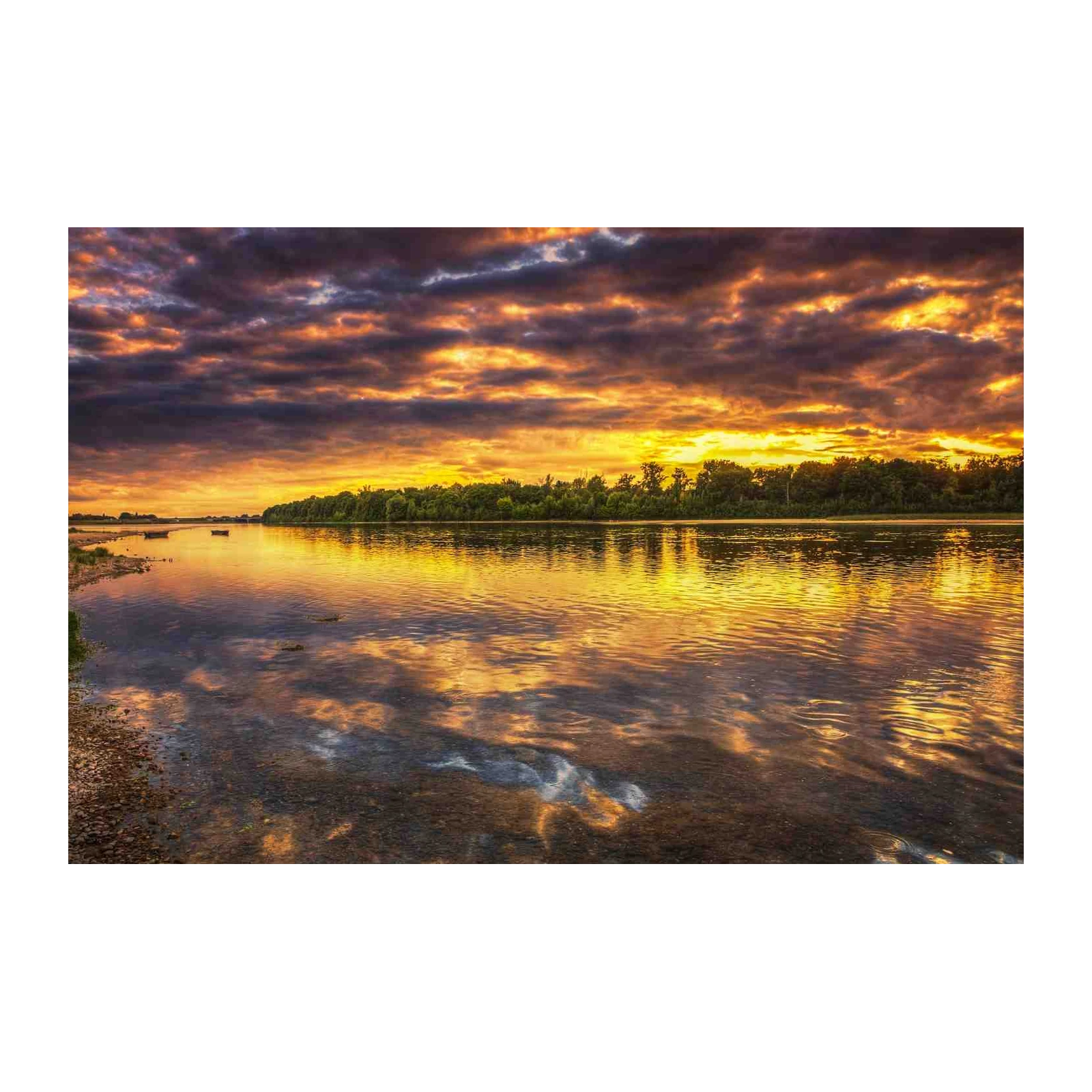 Golden Sunset River Wall Art - Serene Nature Art
