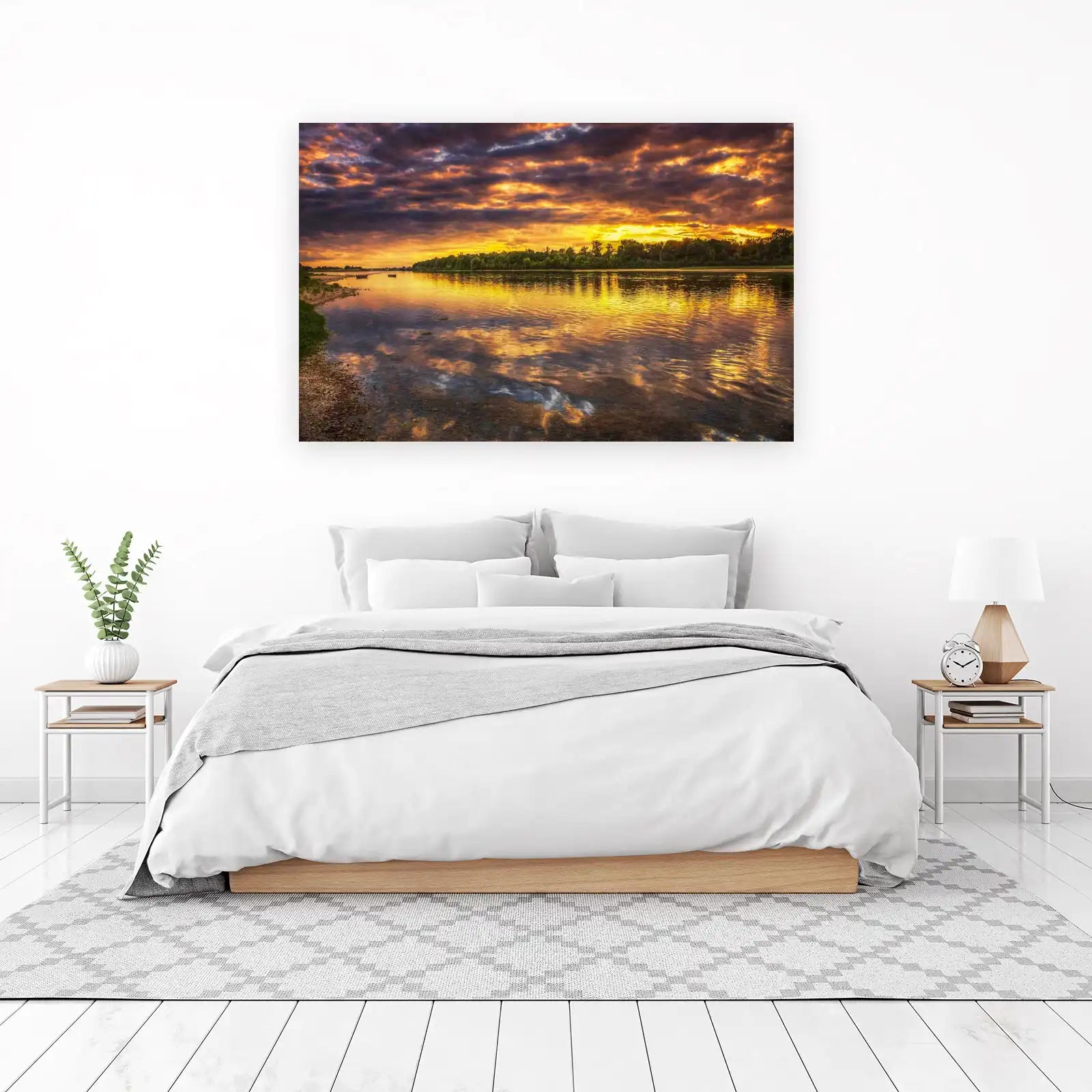 Golden Sunset River Wall Art - Serene Nature Art