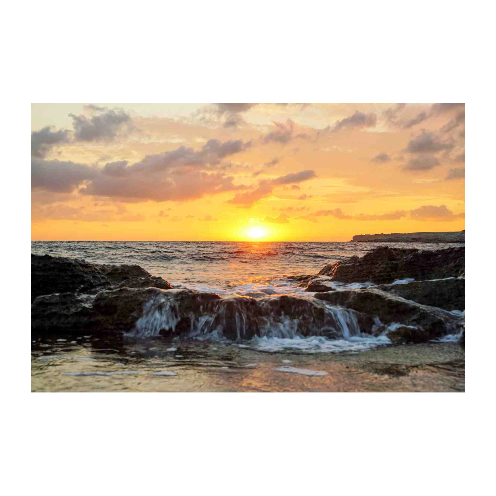 Golden Sunset Ocean Rocks Wall Art