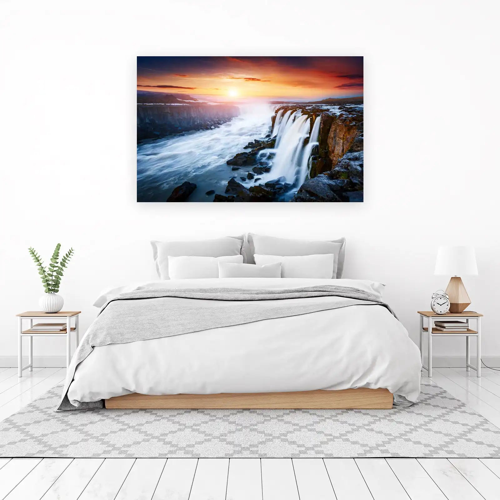 Majestic Waterfall Sunset Wall Art