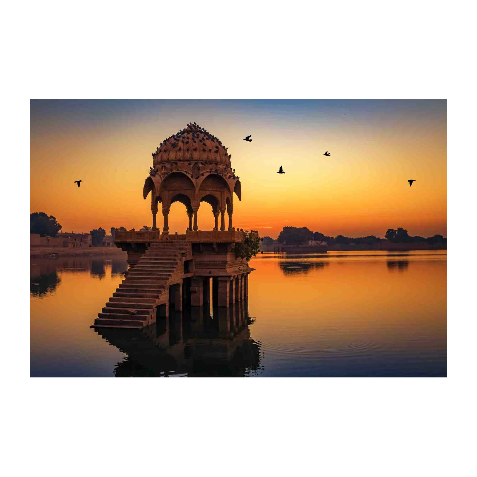 Serene Sunset India Temple Wall Art