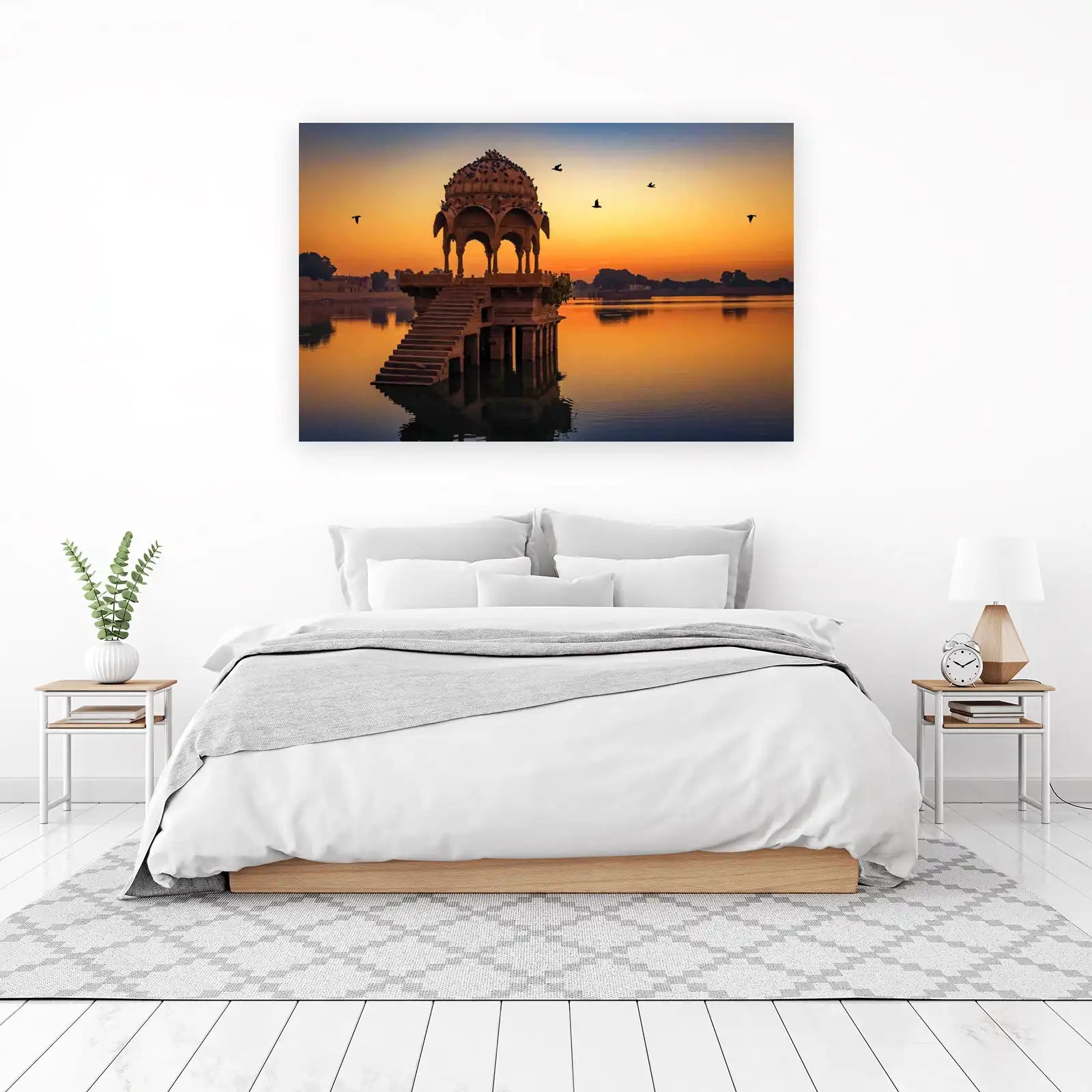 Serene Sunset India Temple Wall Art