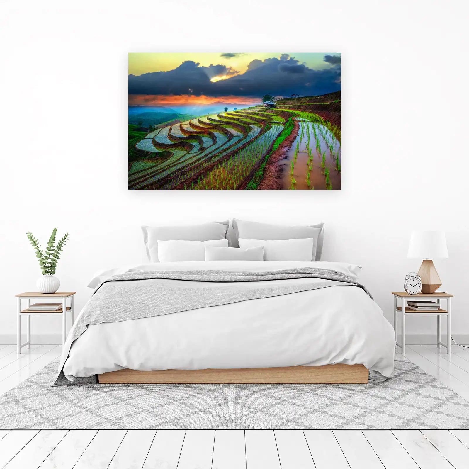 Serene Rice Terraces Sunset Wall Art
