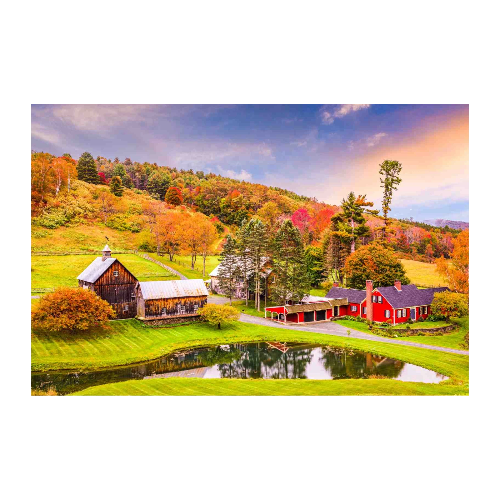 Vermont Autumn Barn Landscape Wall Art