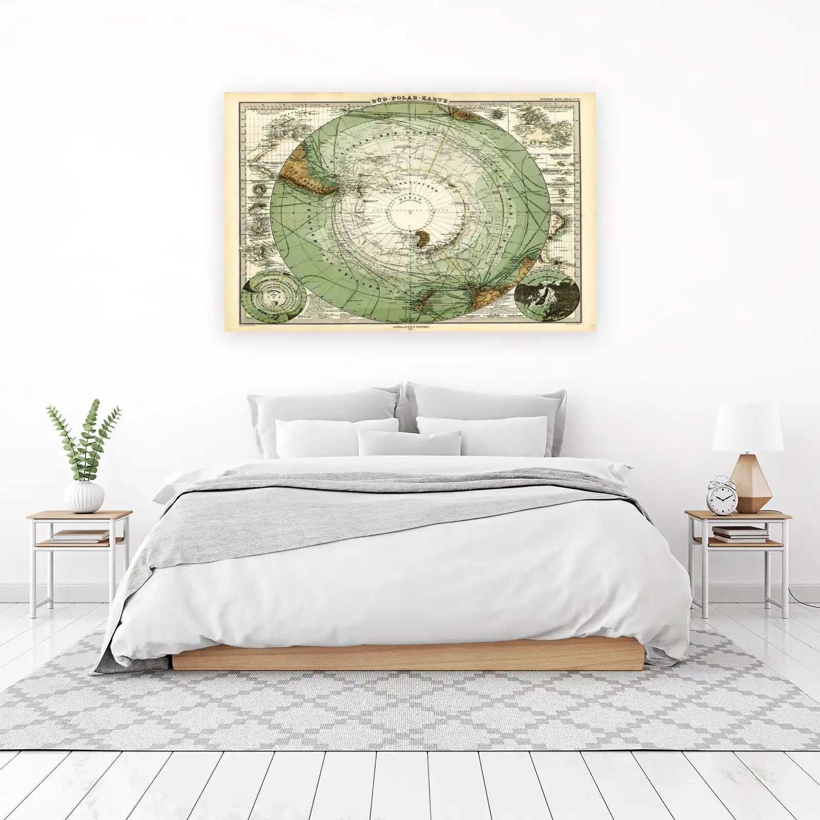 Vintage South Polar Map Wall Art