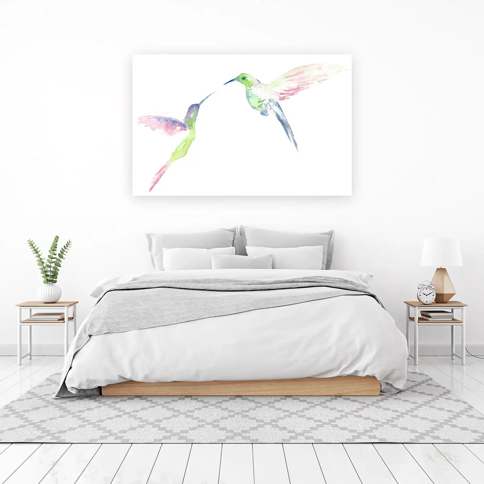 Elegant Hummingbirds Watercolor Wall Art