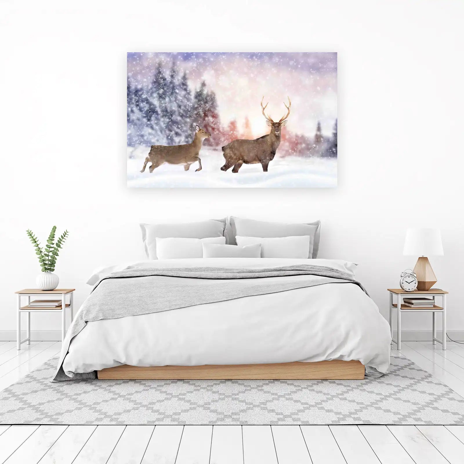 Majestic Deer Winter Scene Wall Art