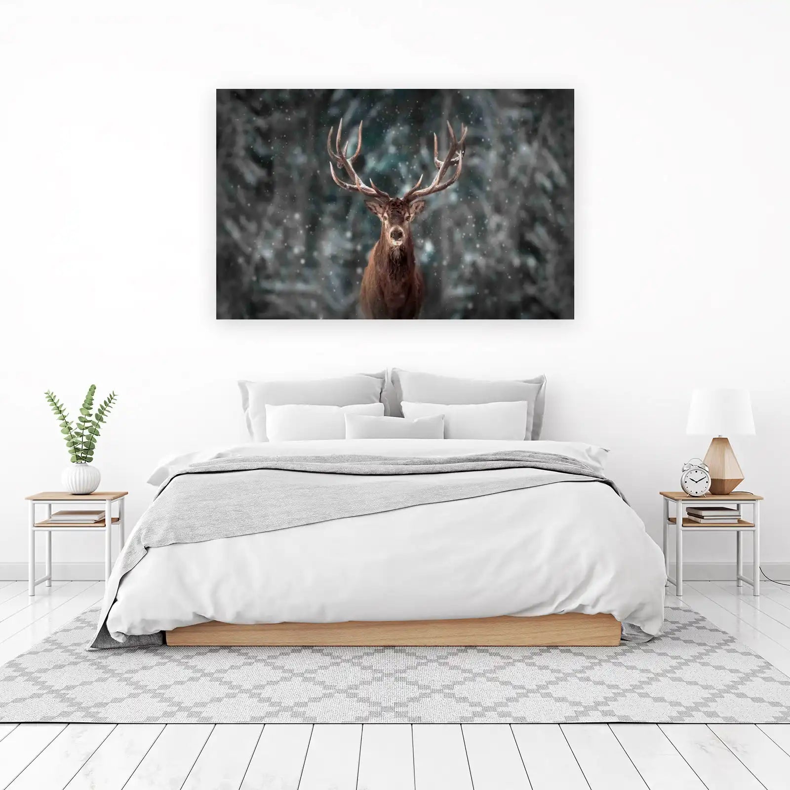 Majestic Stag Winter Forest Wall Art