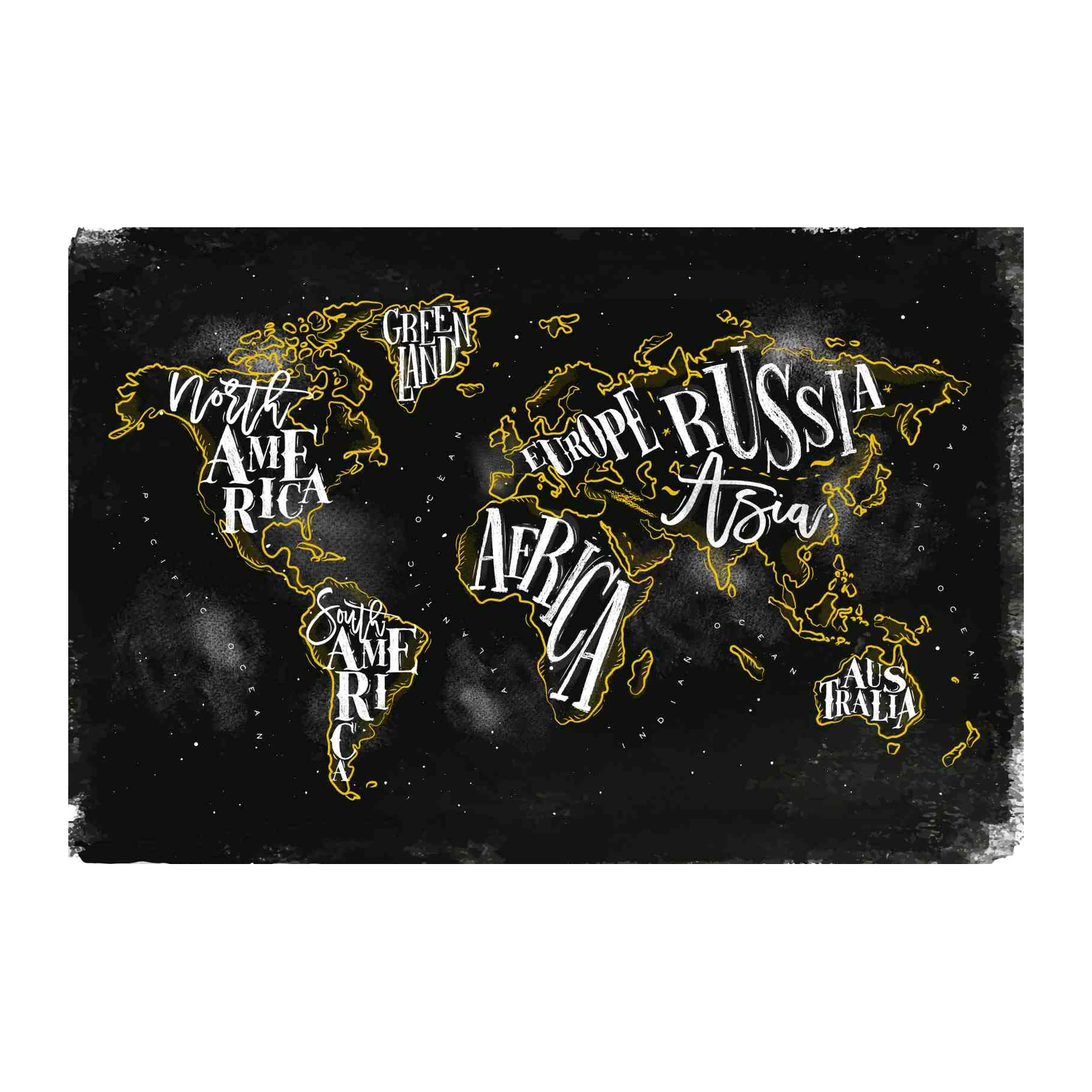Chalkboard World Map Typography Wall Art