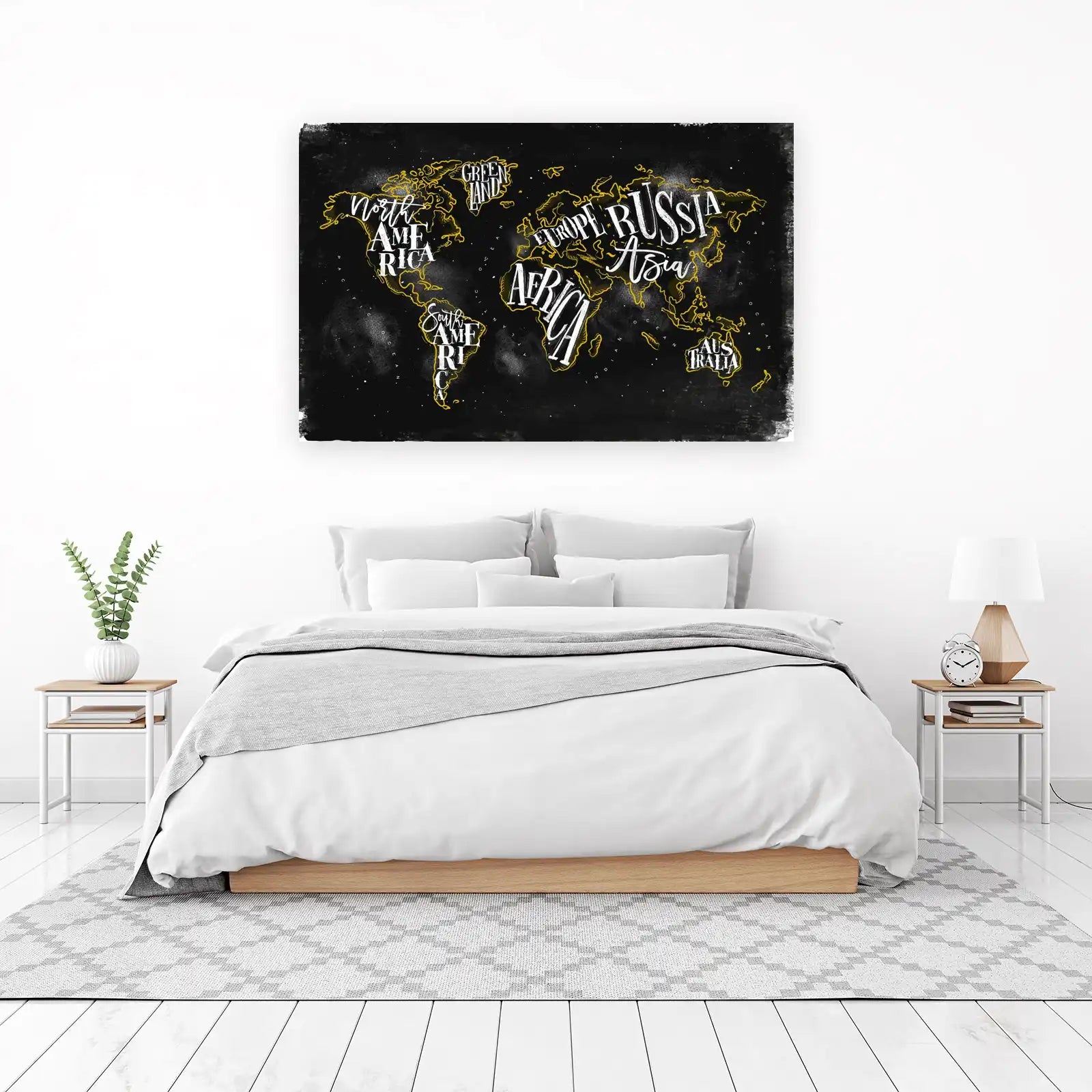 Chalkboard World Map Typography Wall Art