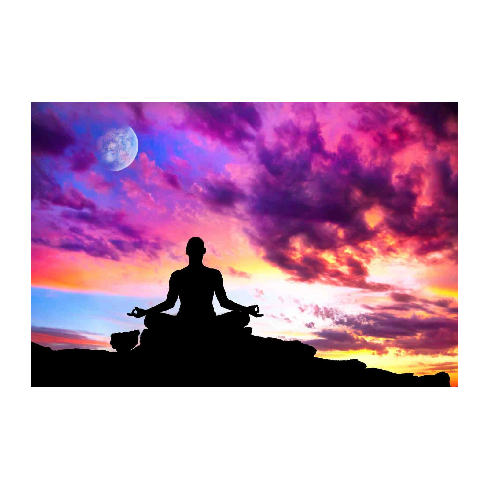 Zen Sunset Yoga Silhouette Wall Art