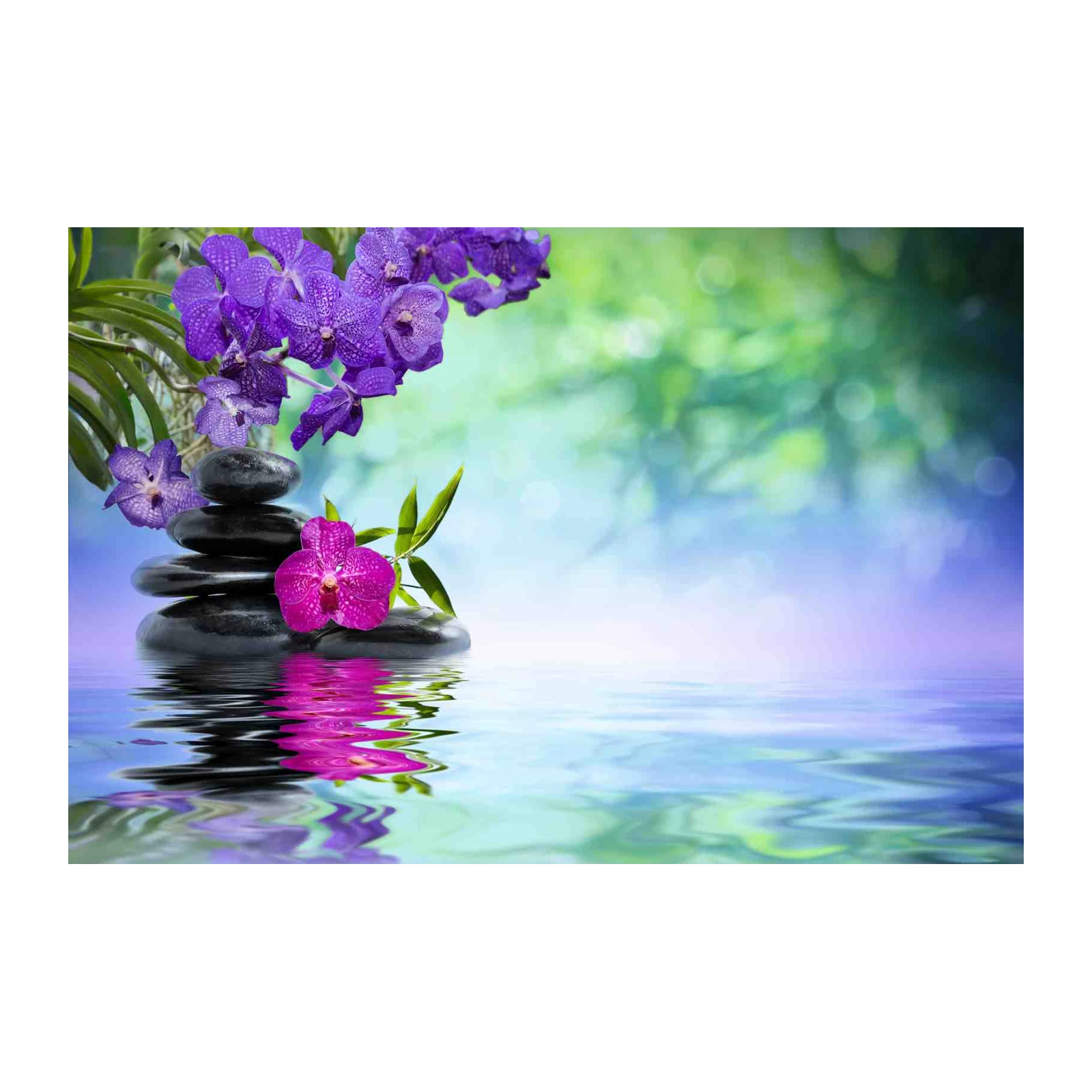 Serene Purple Orchid & Zen Stones Wall Art