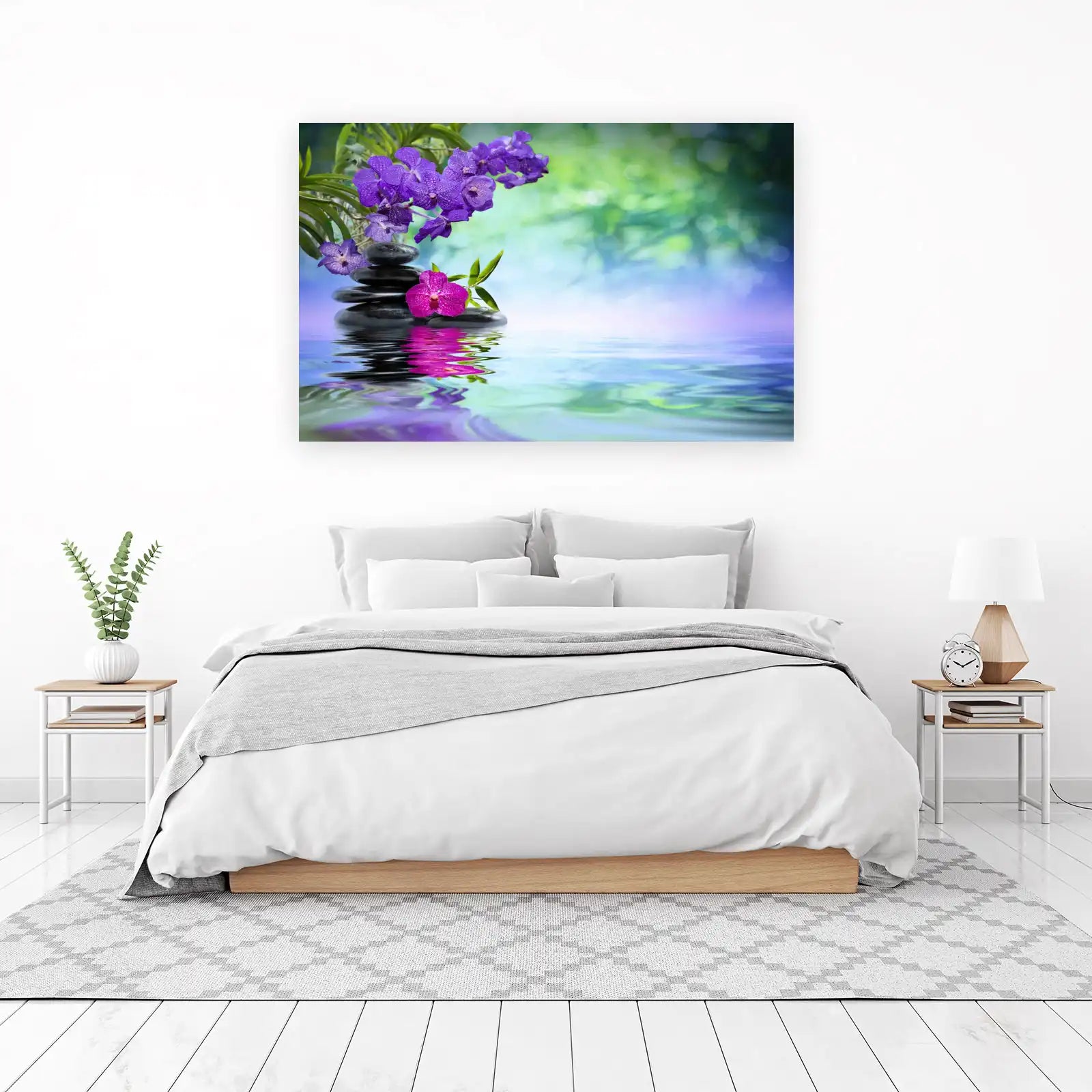 Serene Purple Orchid & Zen Stones Wall Art