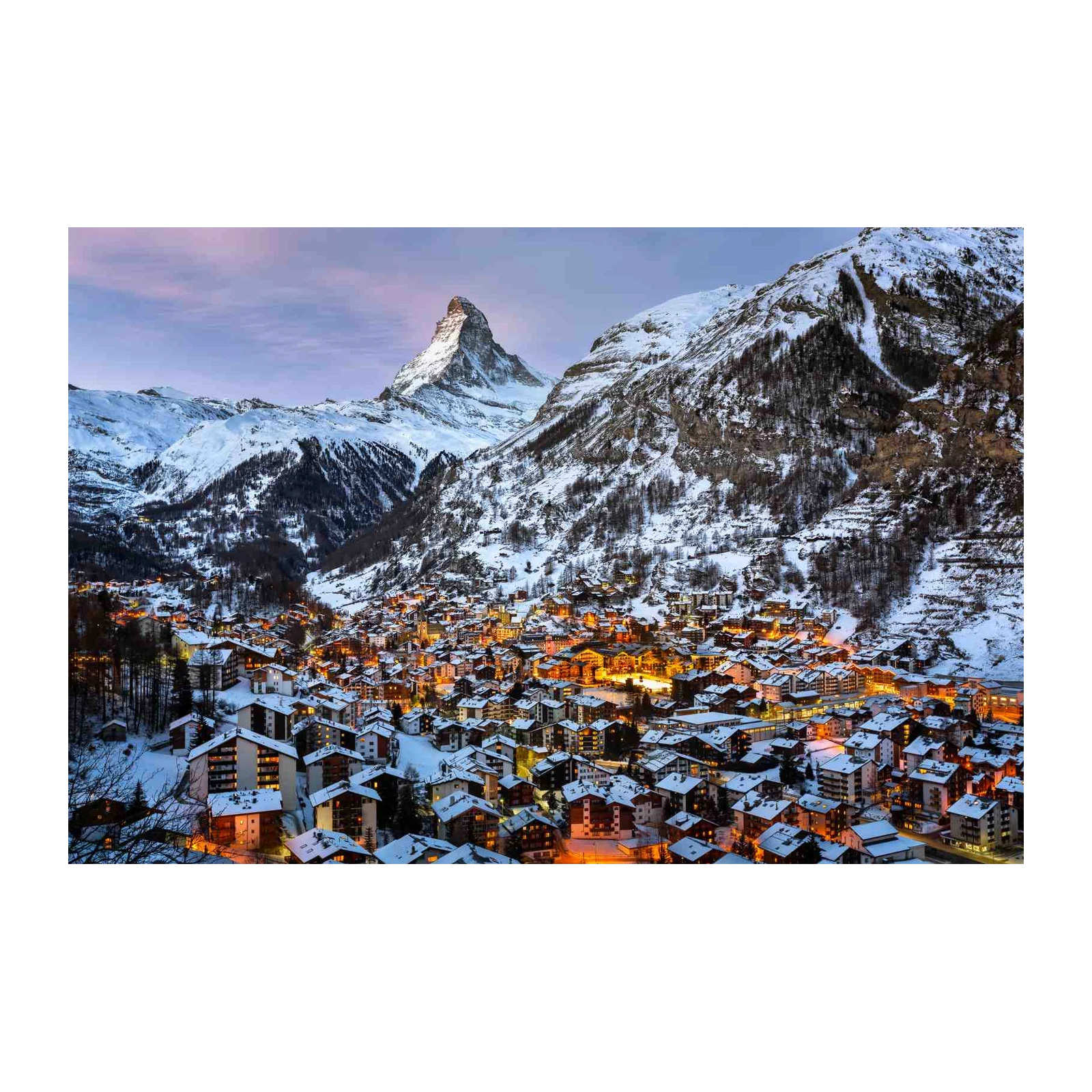Majestic Matterhorn Village Winter Wall Art