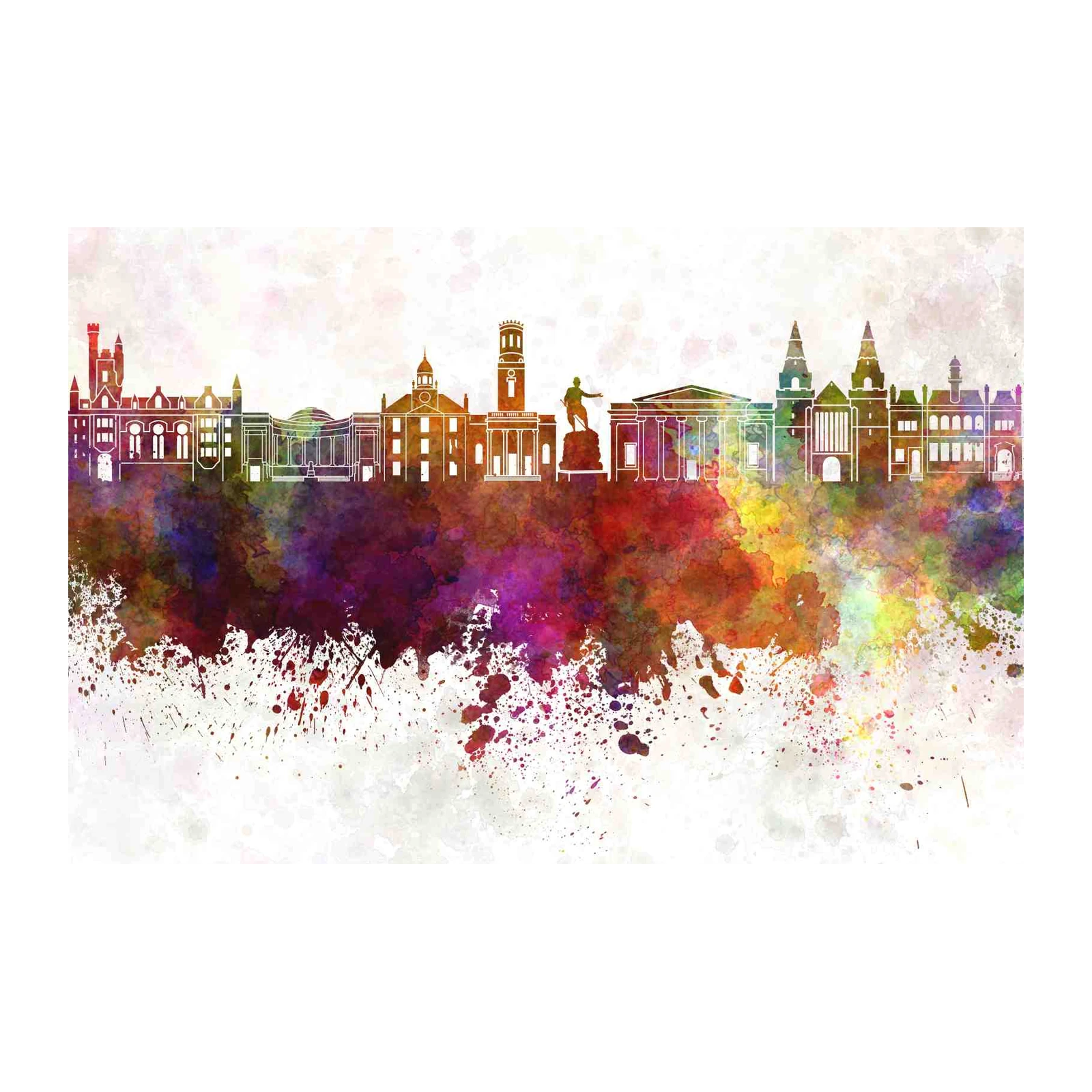 Vibrant Watercolour Cityscape Wall Art