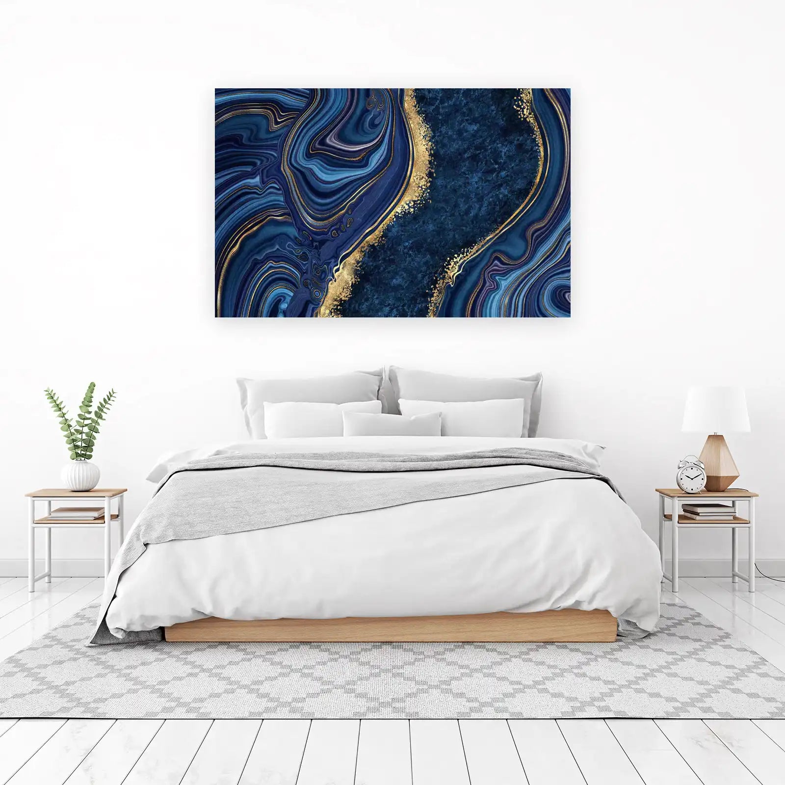 Luxurious Blue Agate Gold Swirl Wall Art