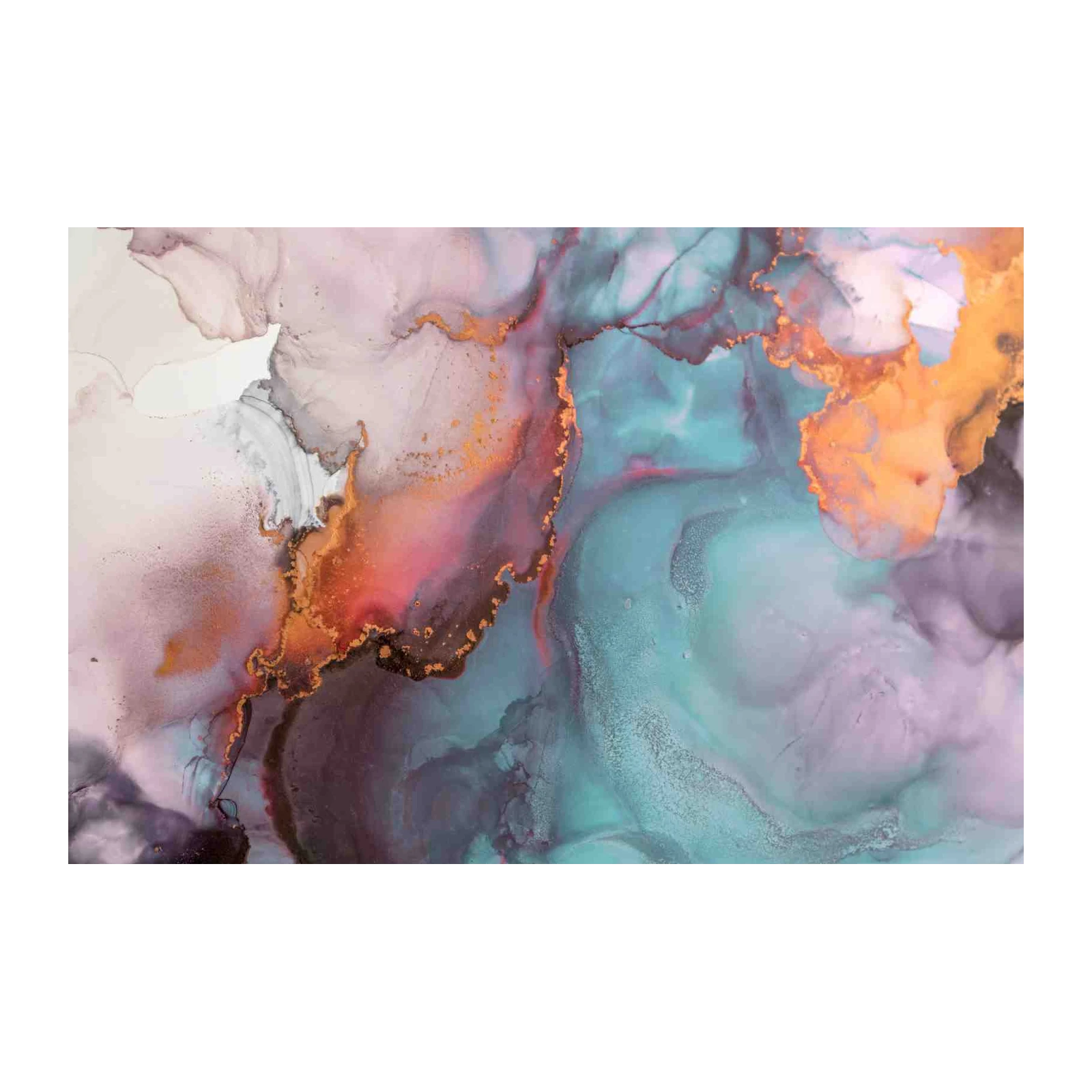 Abstract Teal & Gold Flow Wall Art