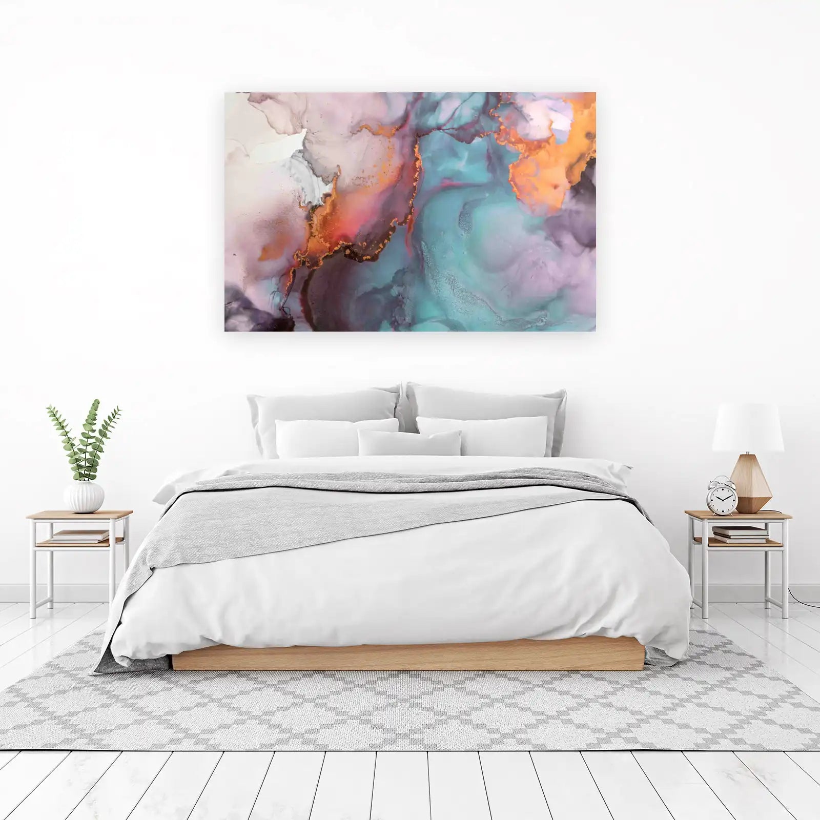 Abstract Teal & Gold Flow Wall Art