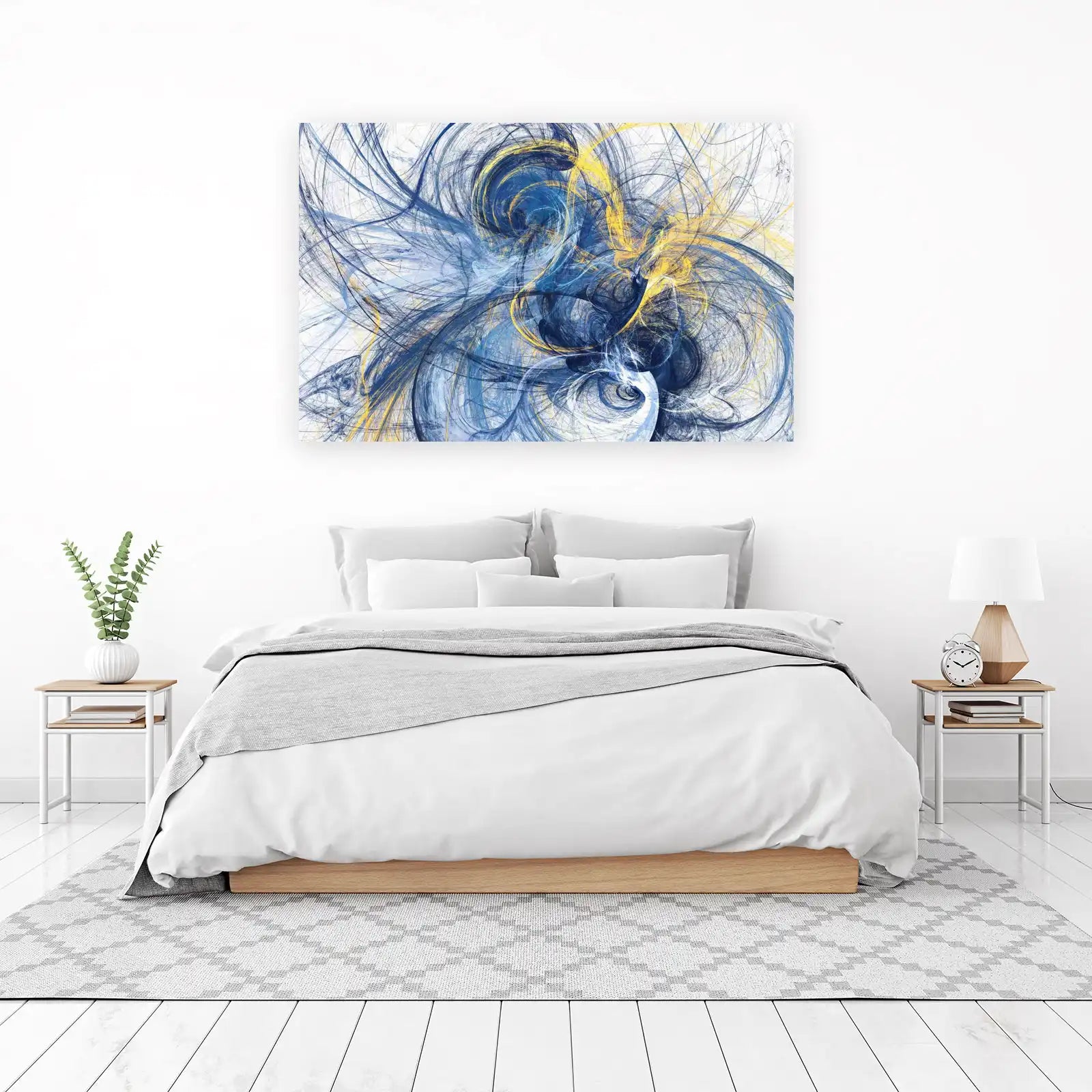 Abstract Swirl Blue & Gold Wall Art