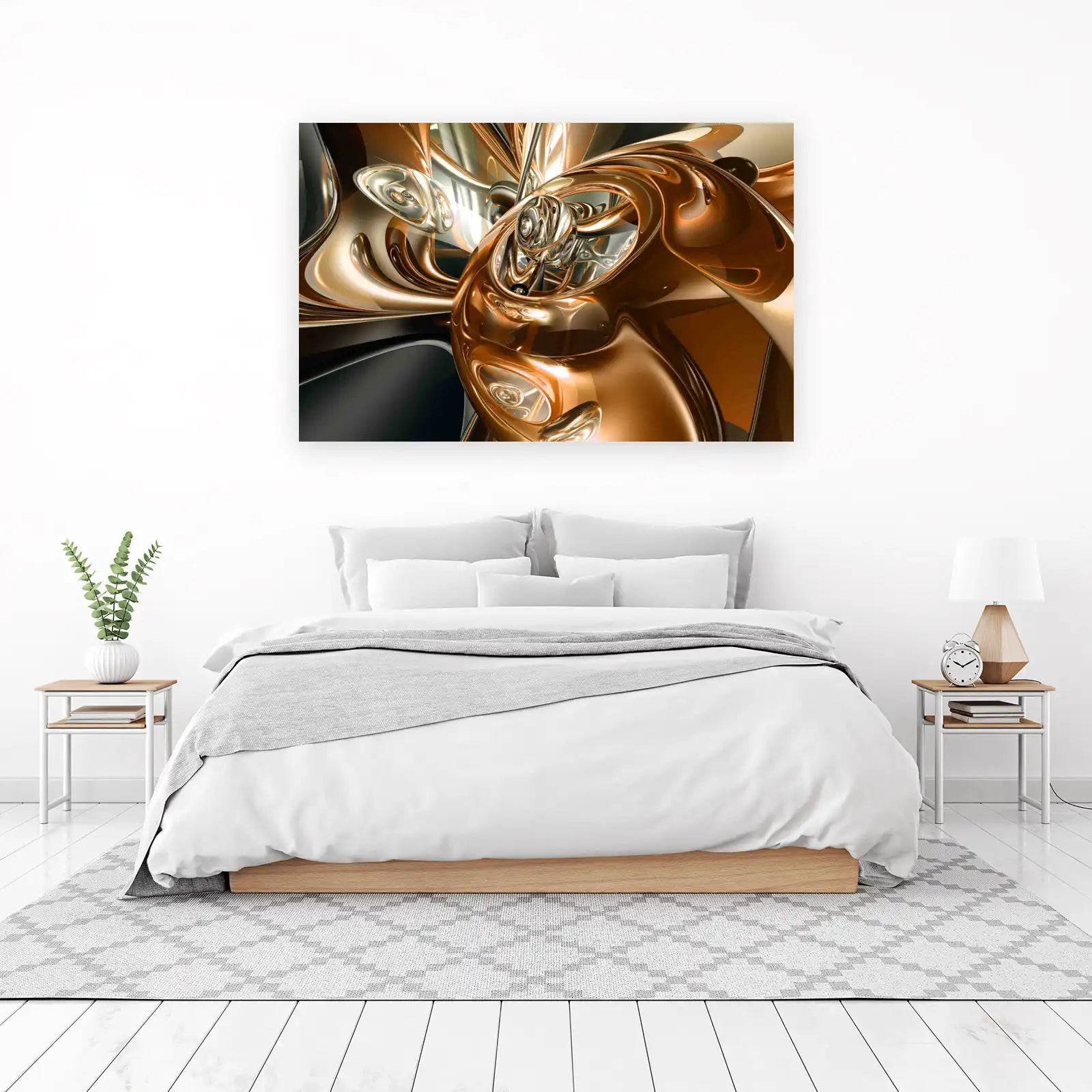 Abstract Gold & Chrome Fluid Art Wall Art