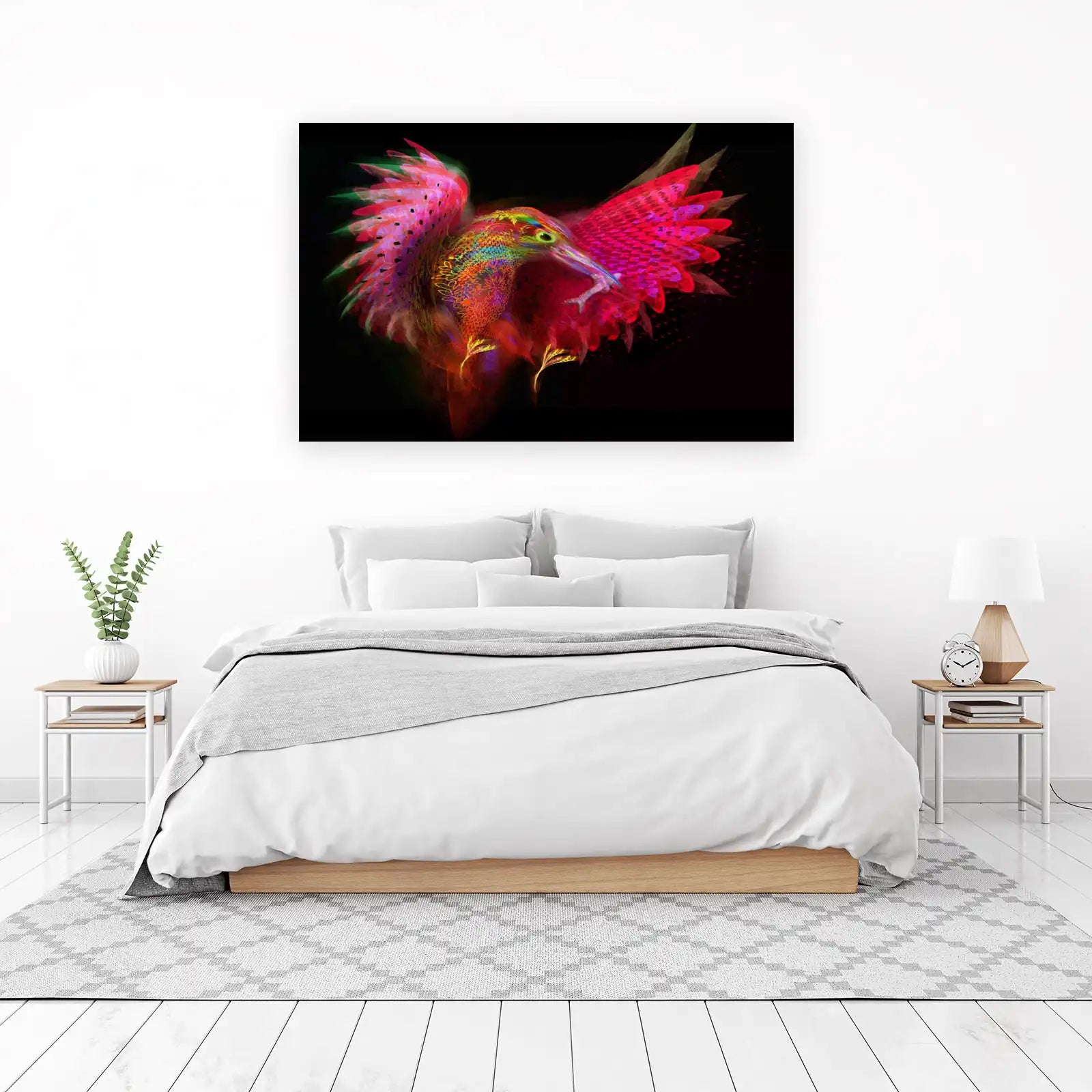 Vibrant Fractal Bird Wall Art - Abstract Wildlife Art