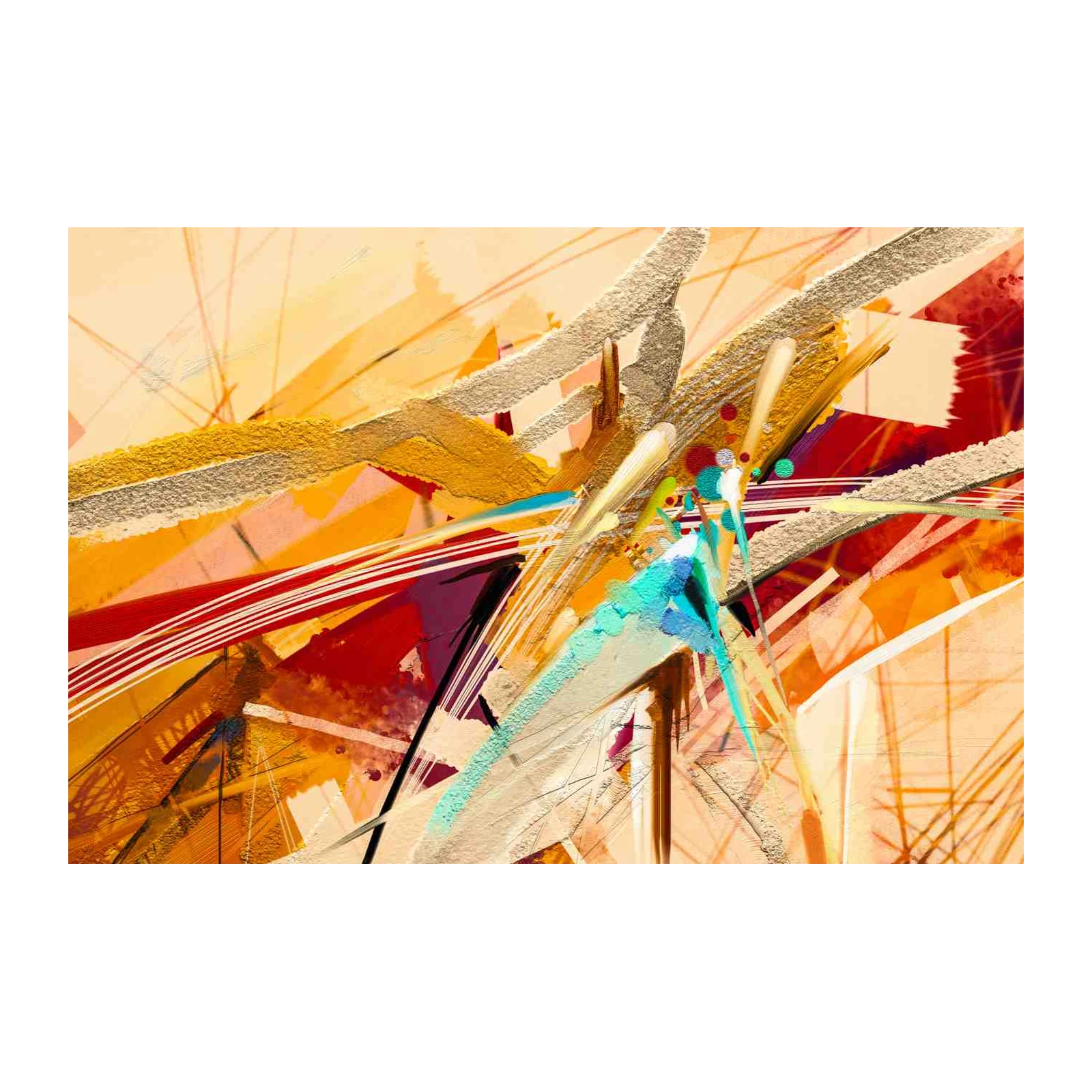 Vibrant Abstract Geometric Gold Wall Art